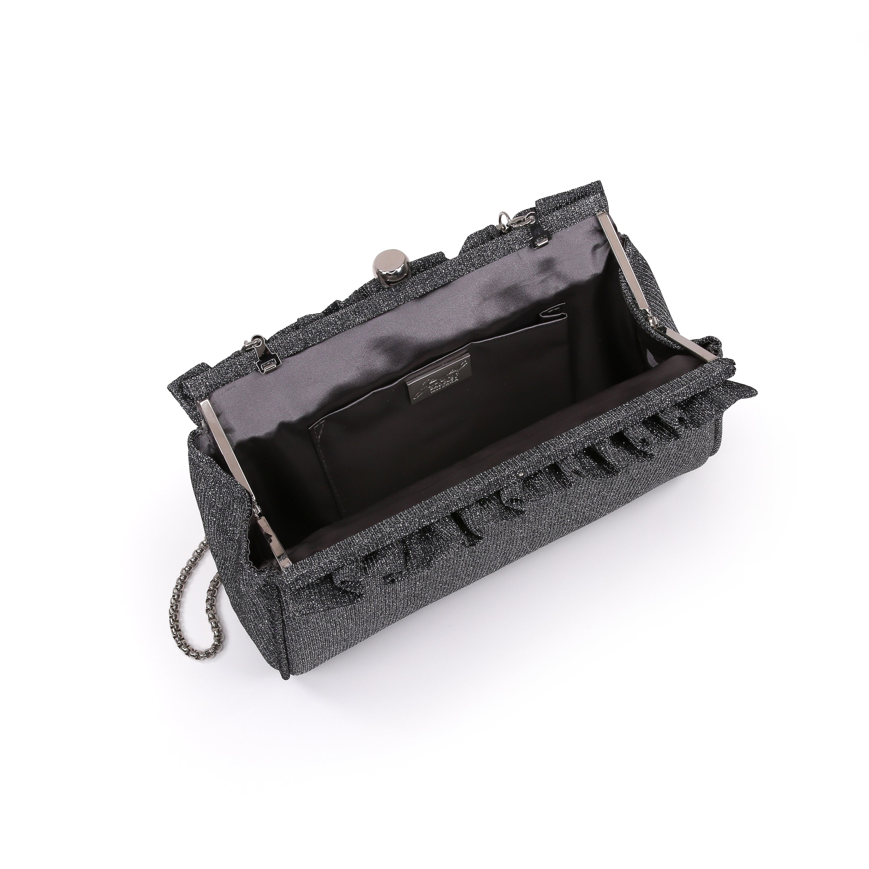 badgley-mischka-ria-ruffle-jacquard-clutch-pewter image 4
