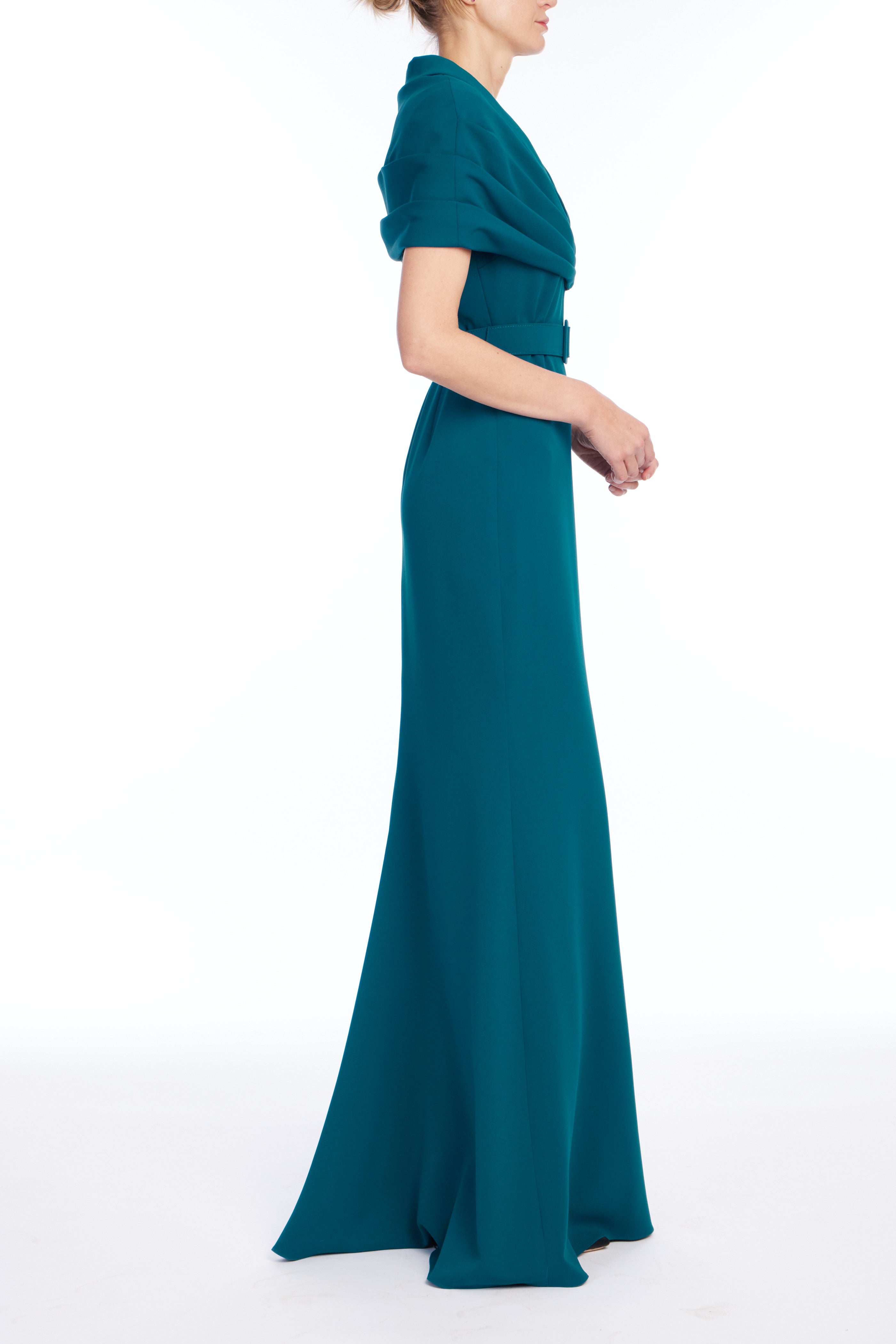 badgley-mischka-cowl-neck-abendkleid-teal-lang-wasserfall image 2