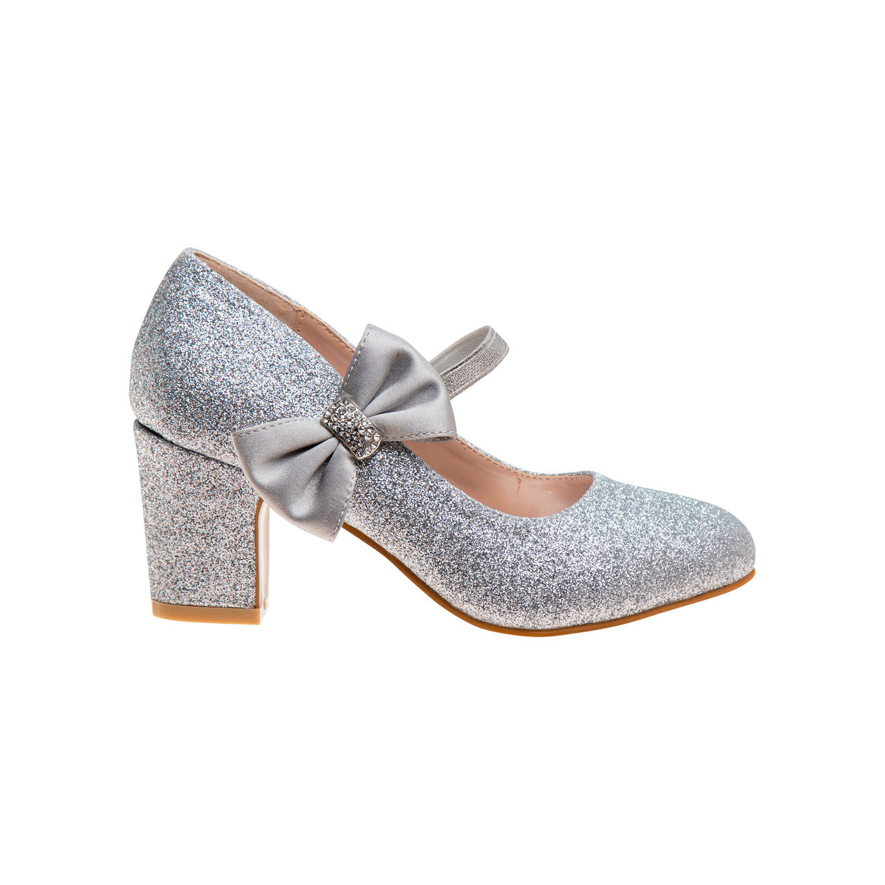 badgley-mischka-girls-glitzer-pumps-silber-2-zoll-schleife image 2