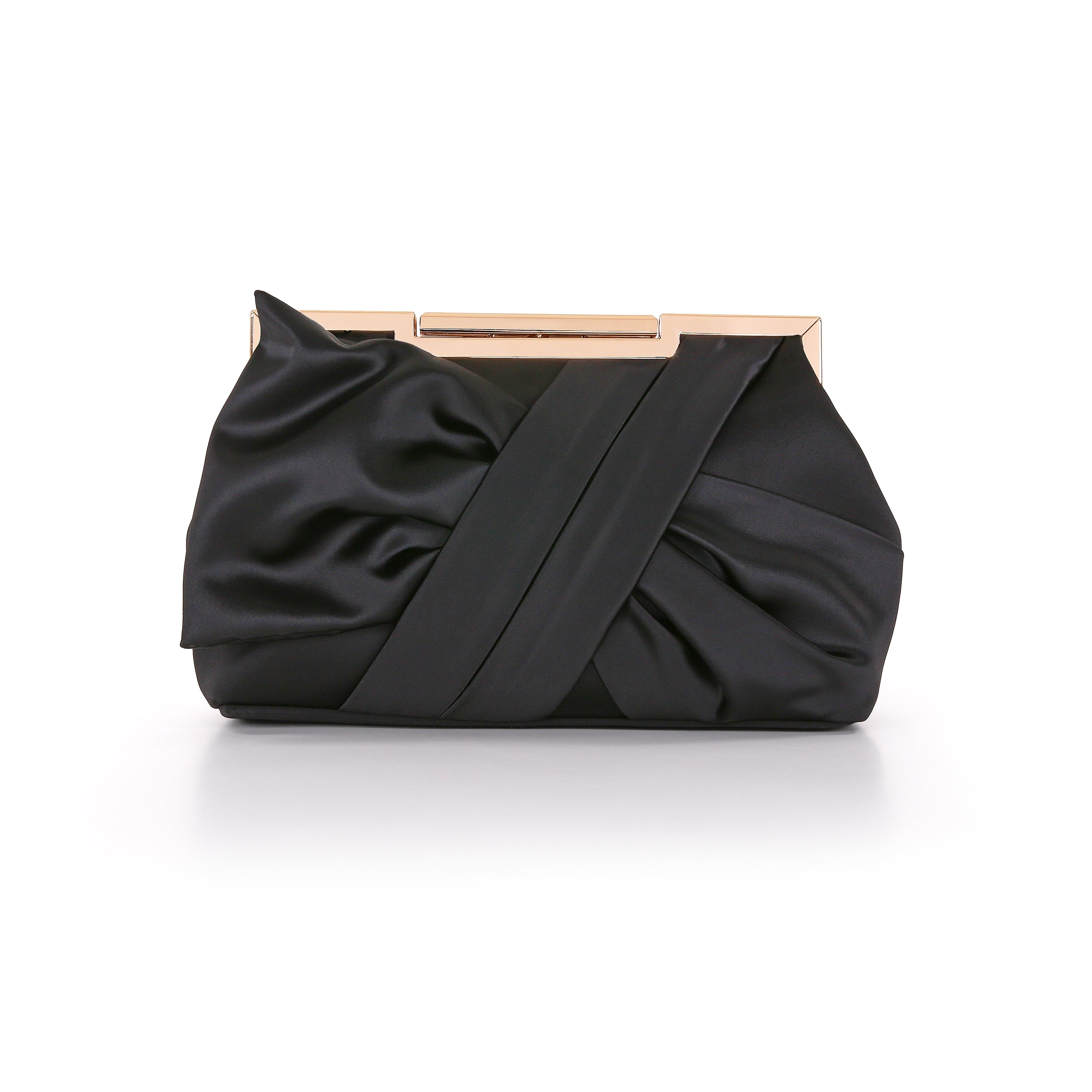 badgley-mischka-vivien-satin-tie-pouch-clutch-schwarz image 1