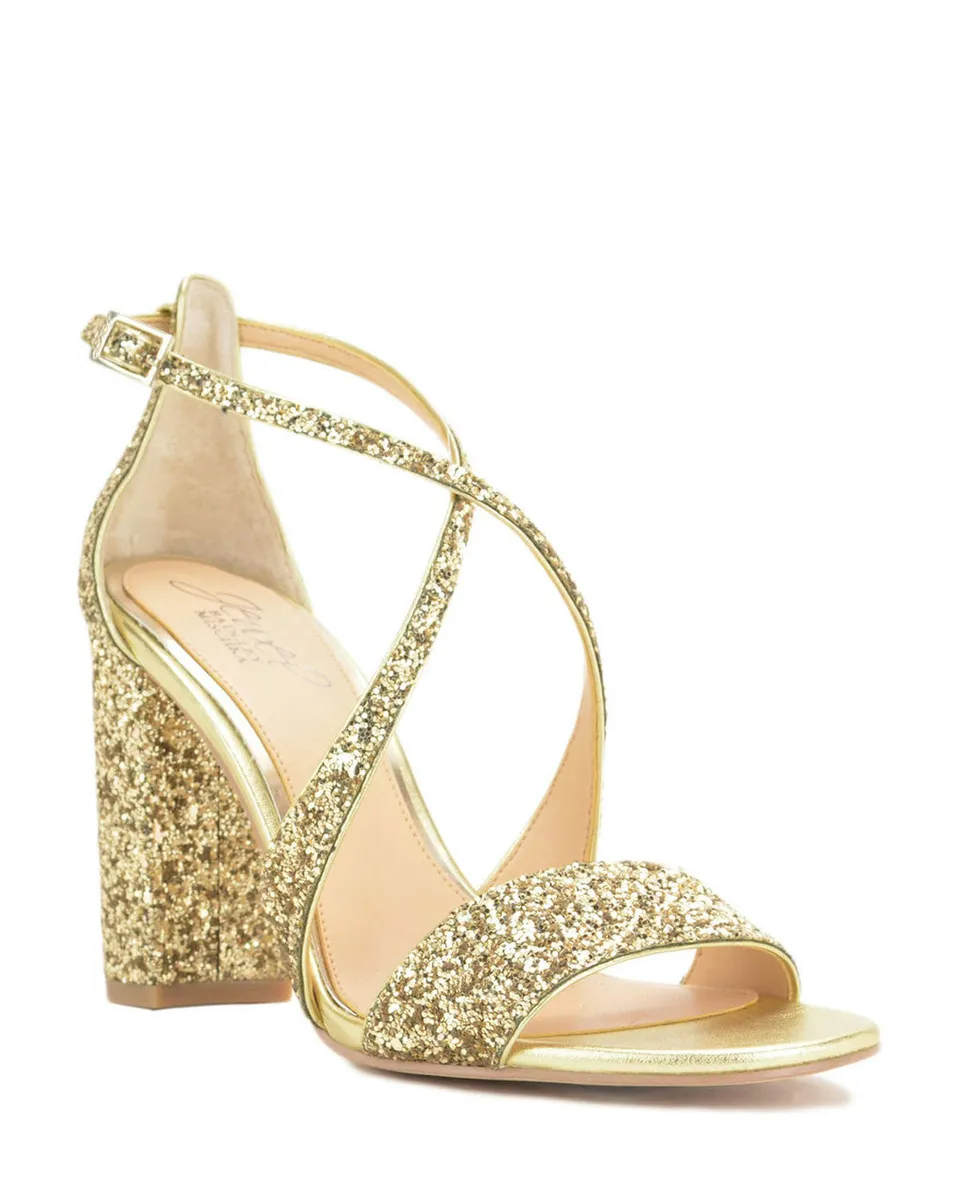 badgley-mischka-cook-abendschuhe-gold-glitter-riemchen image 1