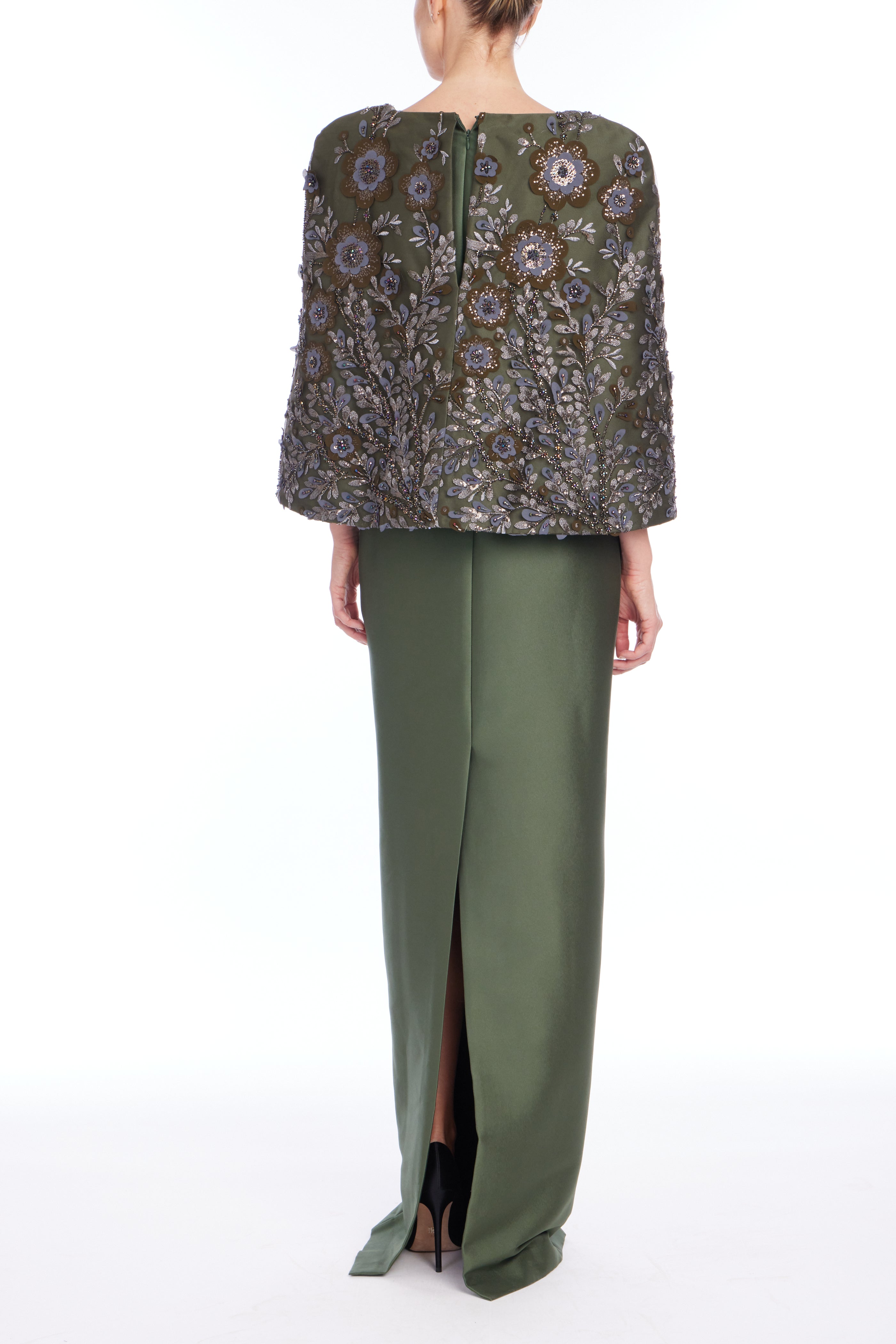 badgley-mischka-embroidered-cape-gown-kleid-olive image 3