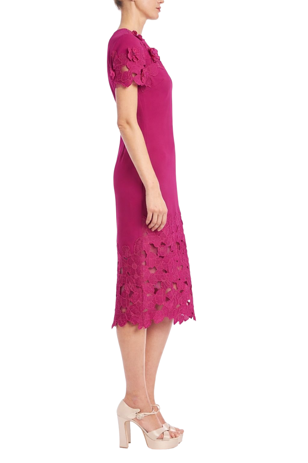 badgley-mischka-lace-sheath-cocktailkleid-coral-spitze image 5