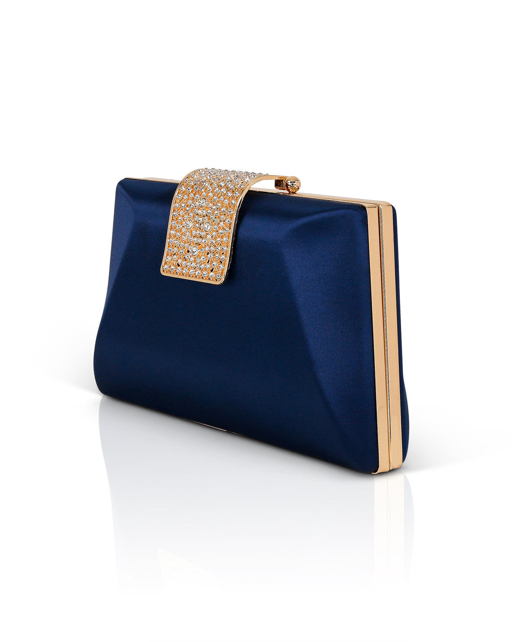 badgley-mischka-amira-minaudiere-clutch-navy-satin image 2