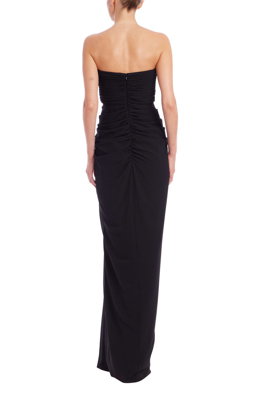 badgley-mischka-strapless-gown-abendkleid-schwarz-georgette image 3