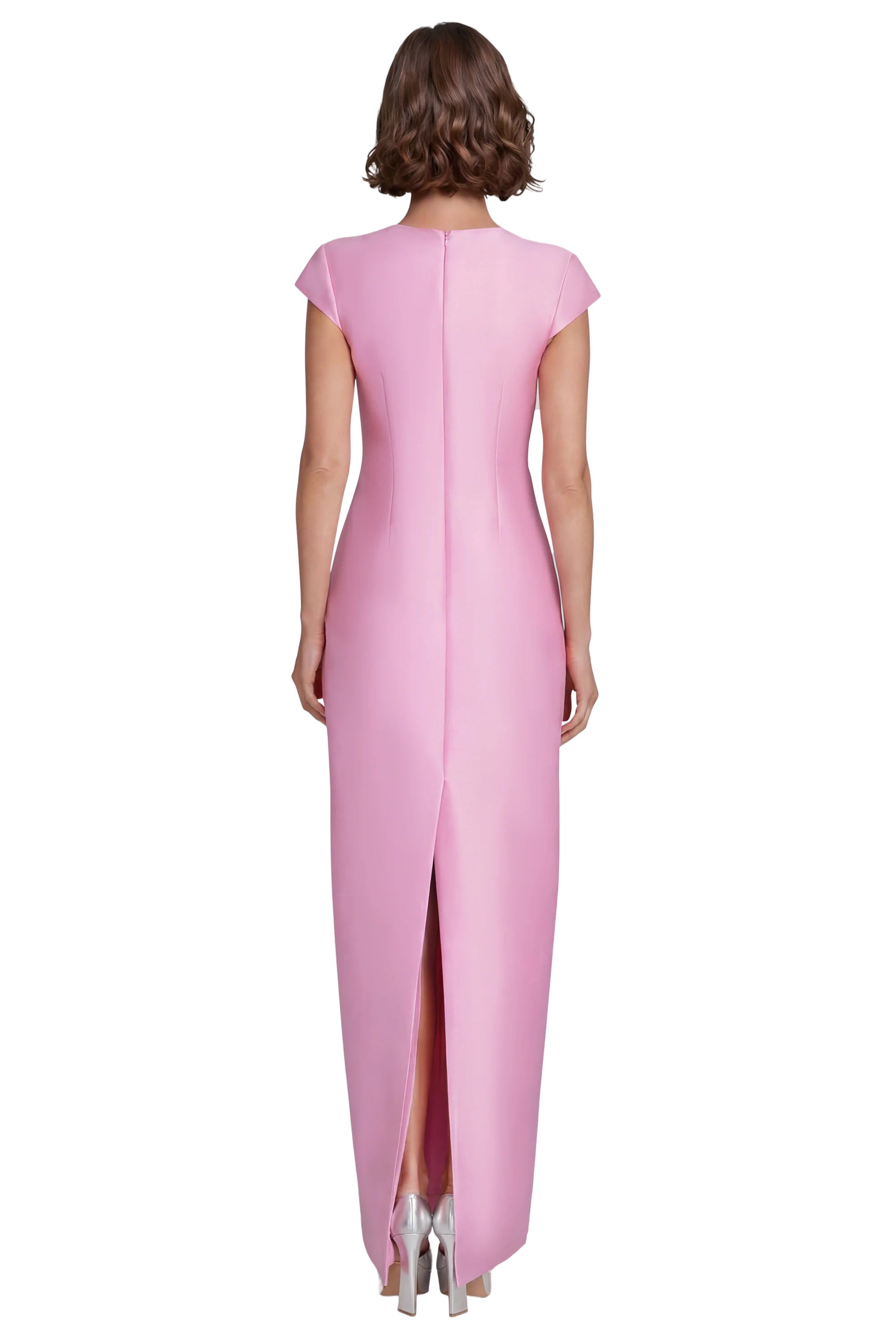 badgley-mischka-abendkleid-s-ulenkleid-rose-mikado-v-ausschnitt image 3