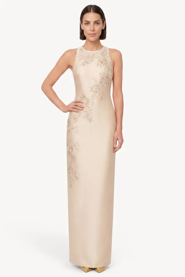 badgley-mischka-beaded-applique-s-ulenkleid-champagne-perlen image 1