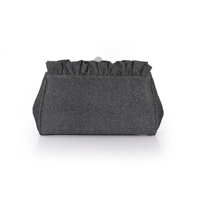 badgley-mischka-ria-ruffle-jacquard-clutch-pewter image 1
