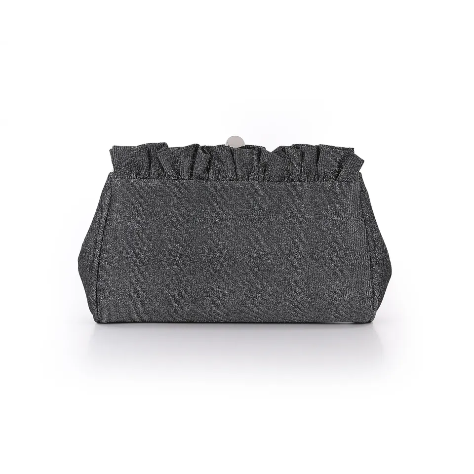 badgley-mischka-ria-ruffle-jacquard-clutch-pewter image 1