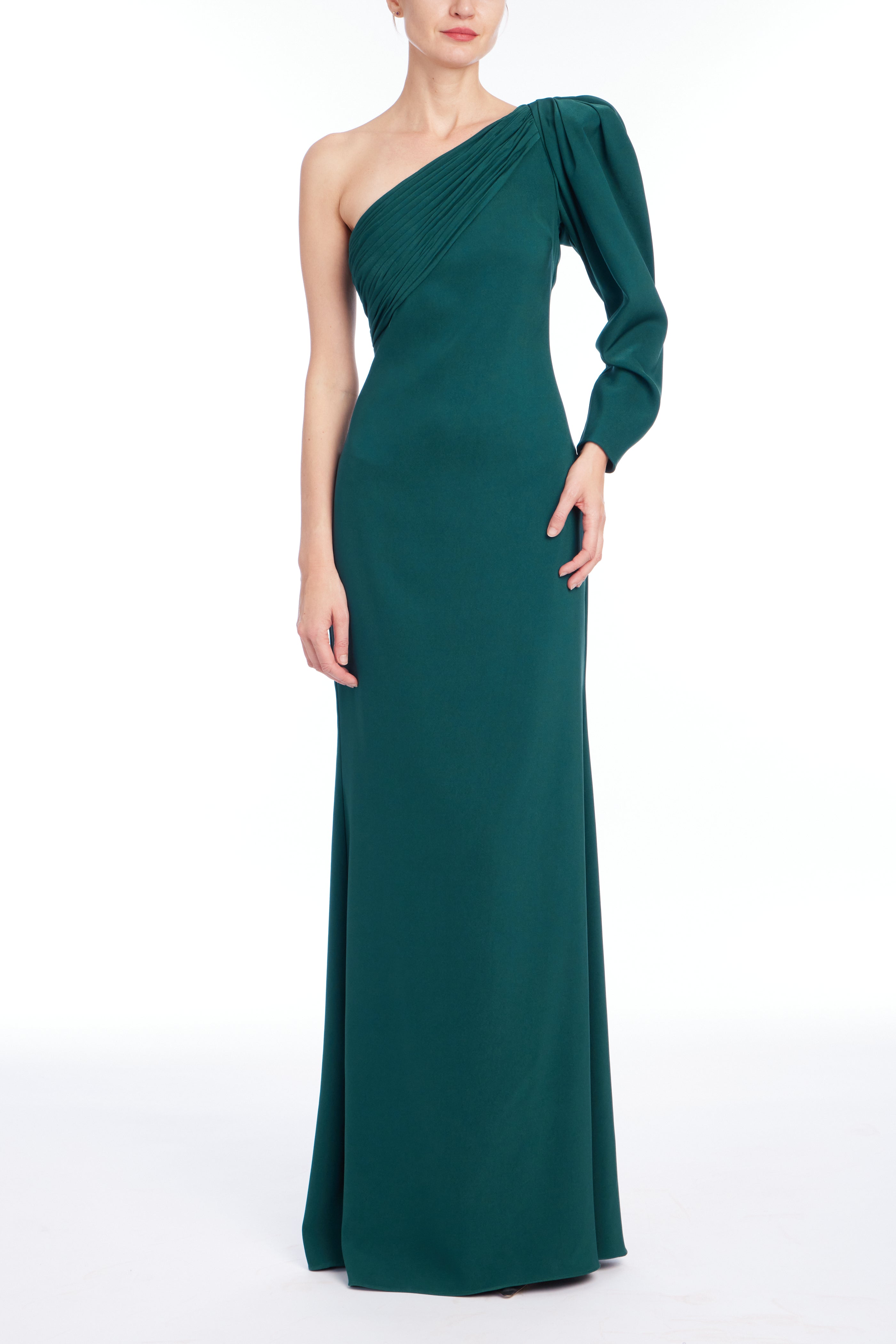 badgley-mischka-one-sleeve-gown-tannengr-n image 1