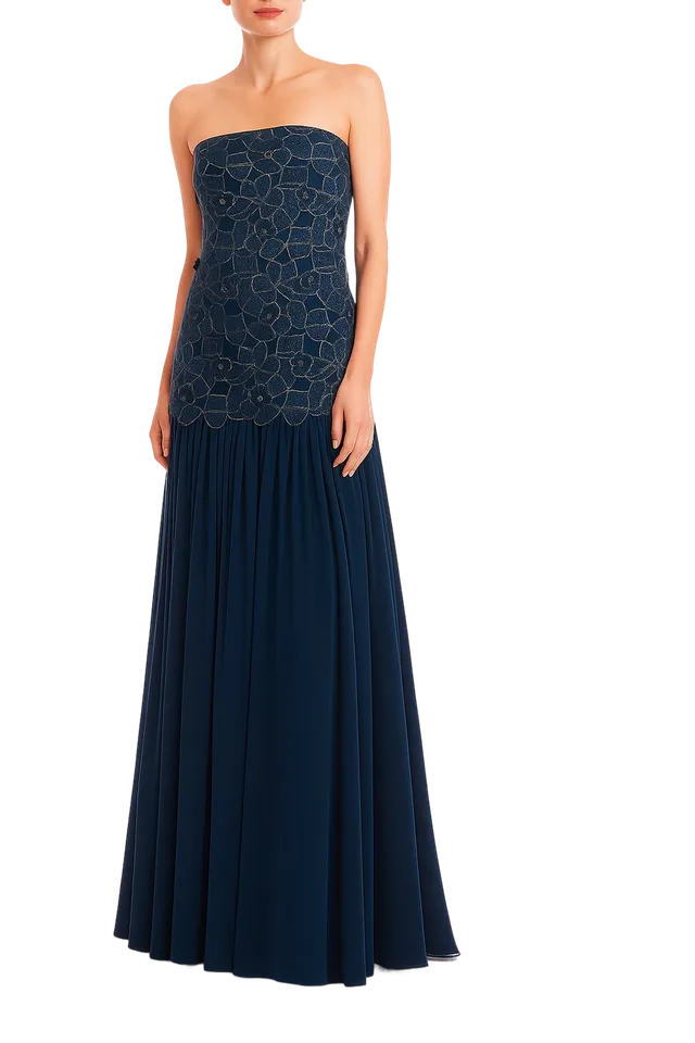 badgley-mischka-lace-corset-bodice-gown-navy-spitze image 1