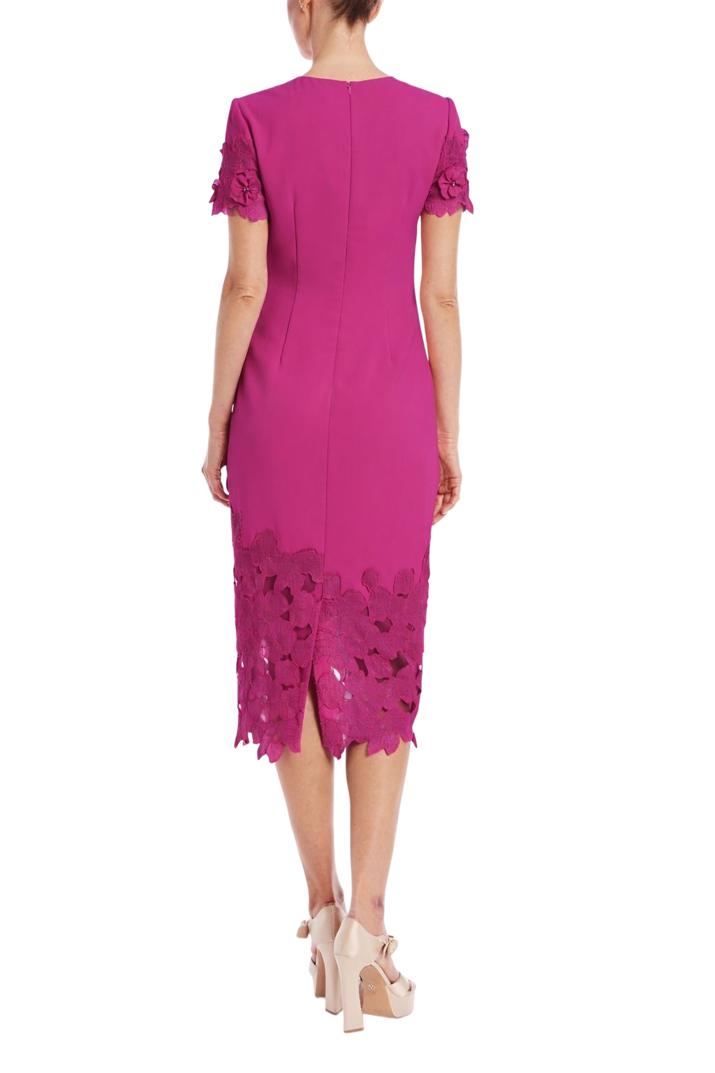 badgley-mischka-lace-sheath-cocktailkleid-coral-spitze image 6