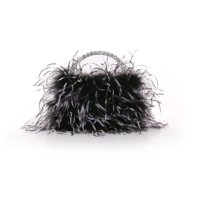 badgley-mischka-raven-clutch-black-white-federn-halbmond image 1