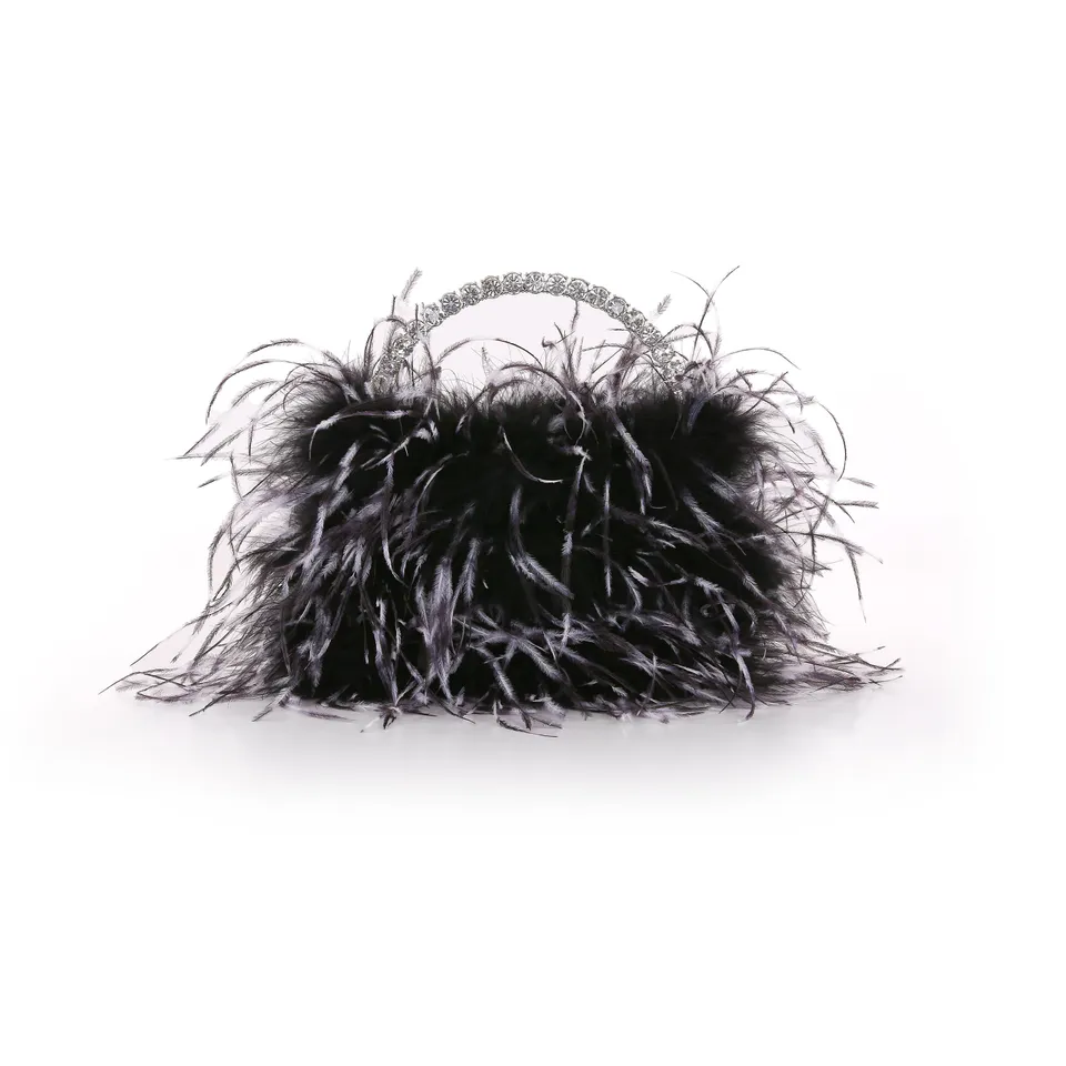 badgley-mischka-raven-clutch-black-white-federn-halbmond image 1
