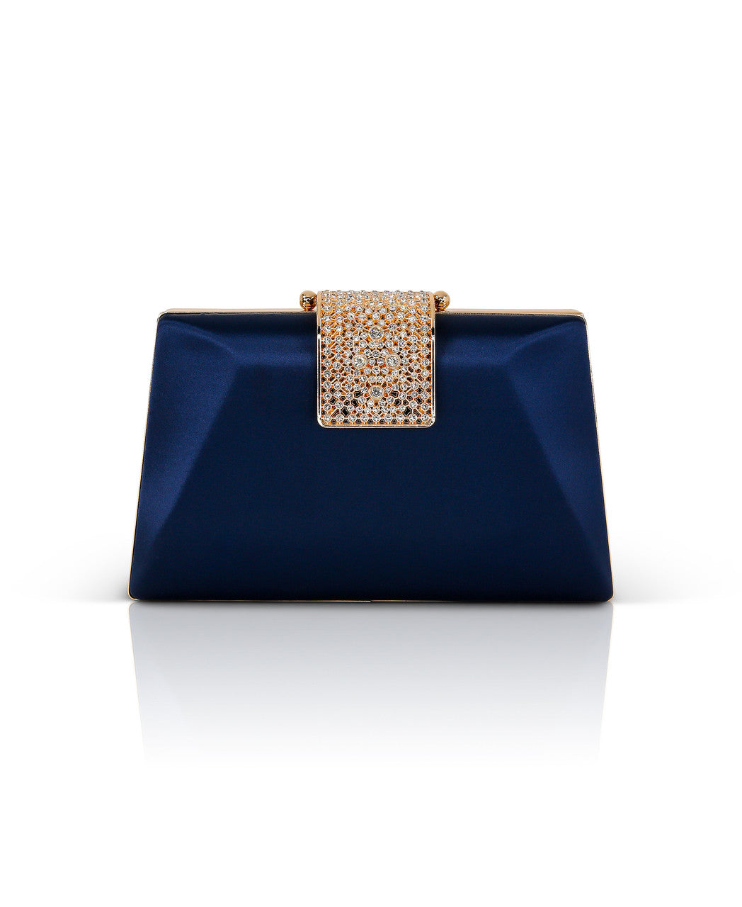 badgley-mischka-amira-minaudiere-clutch-navy-satin image 1