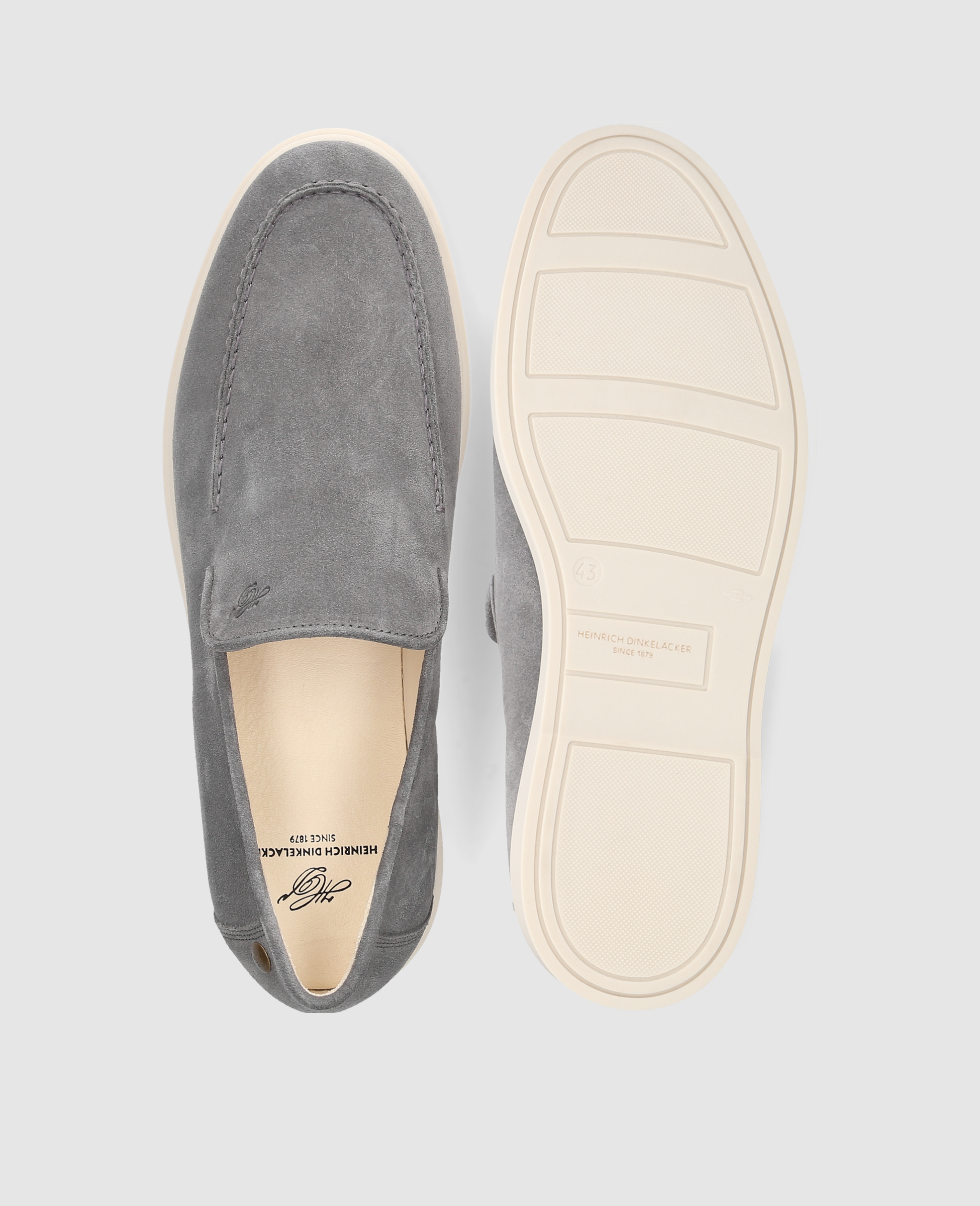 heinrich-dinkelacker-genua-plain-v-loafer-grau-kalbsvelours image 8