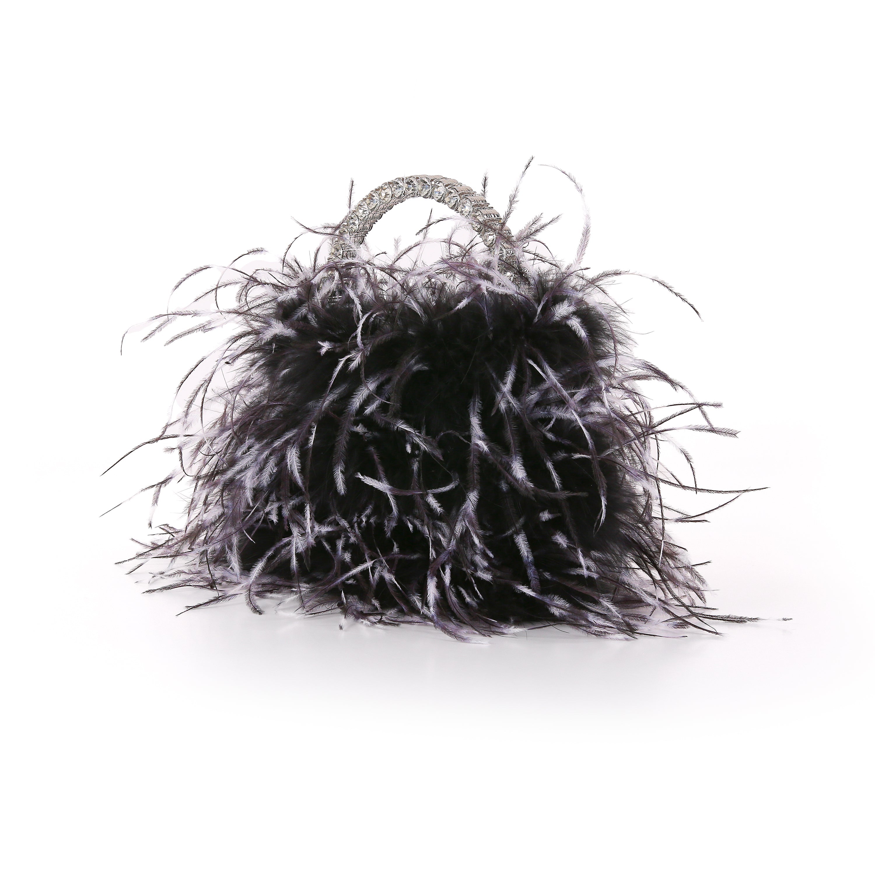 badgley-mischka-raven-clutch-black-white-federn-halbmond image 2