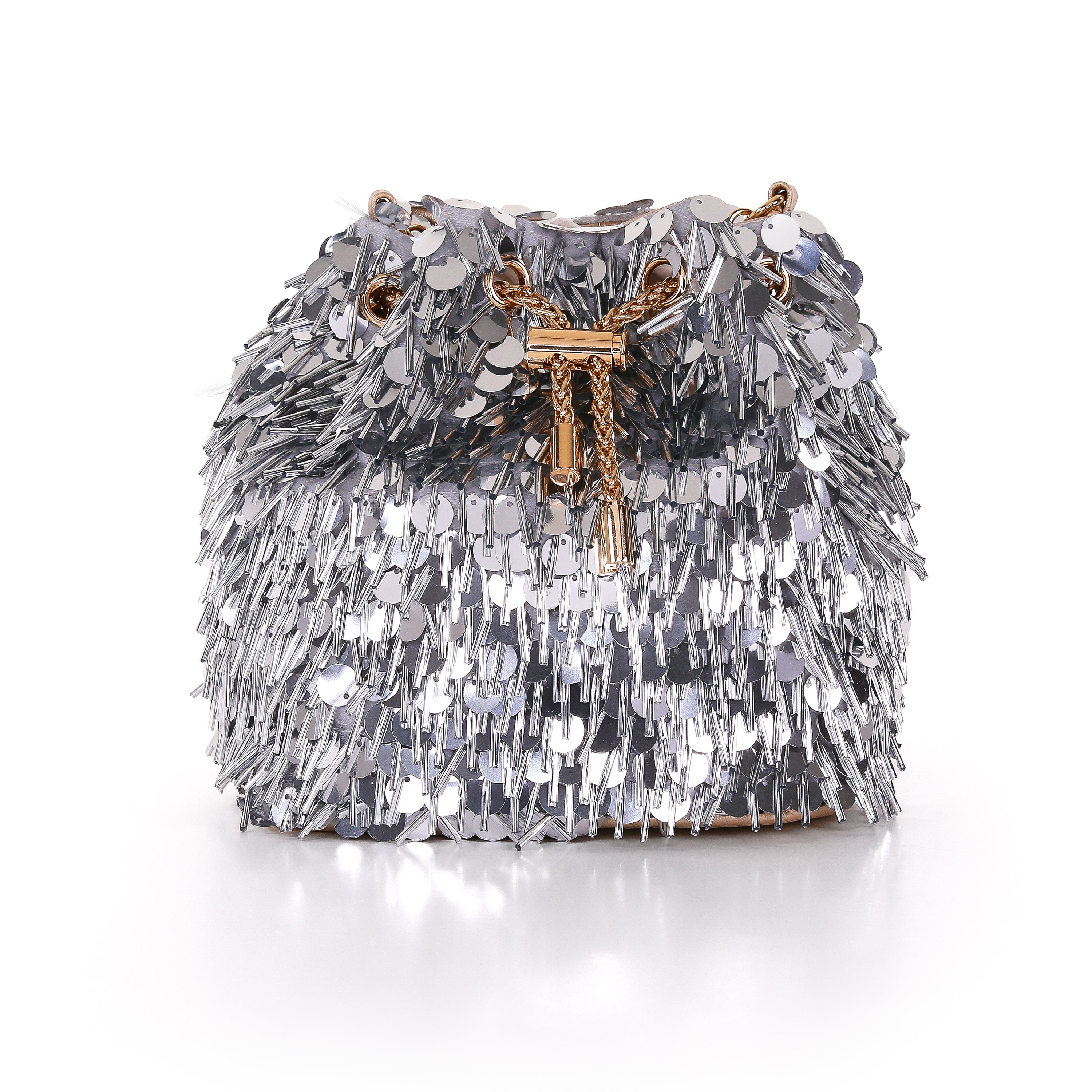 badgley-mischka-piper-bucket-bag-silber-gold-pailletten image 1