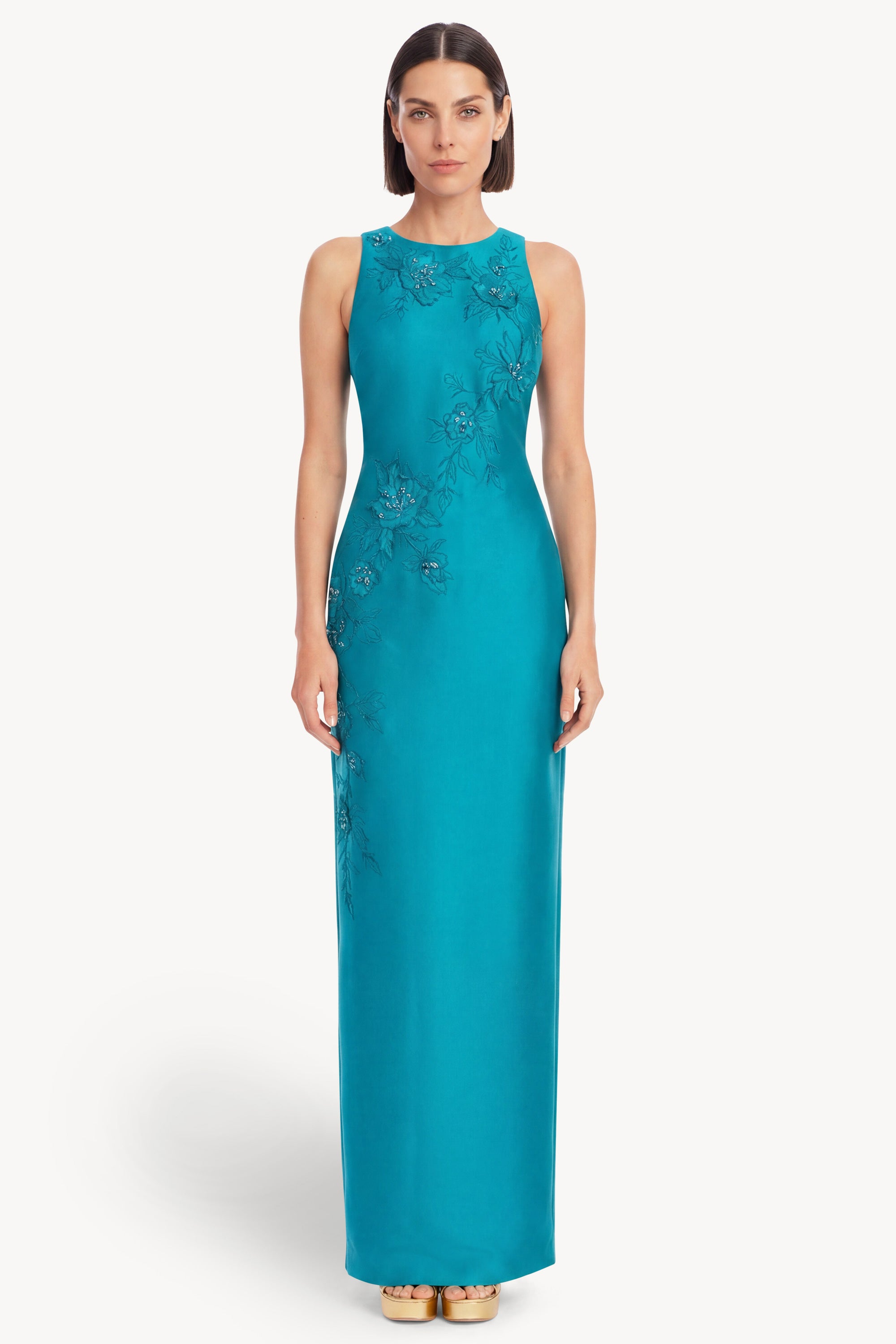 badgley-mischka-s-ulenkleid-teal-perlen-bodenlang image 2