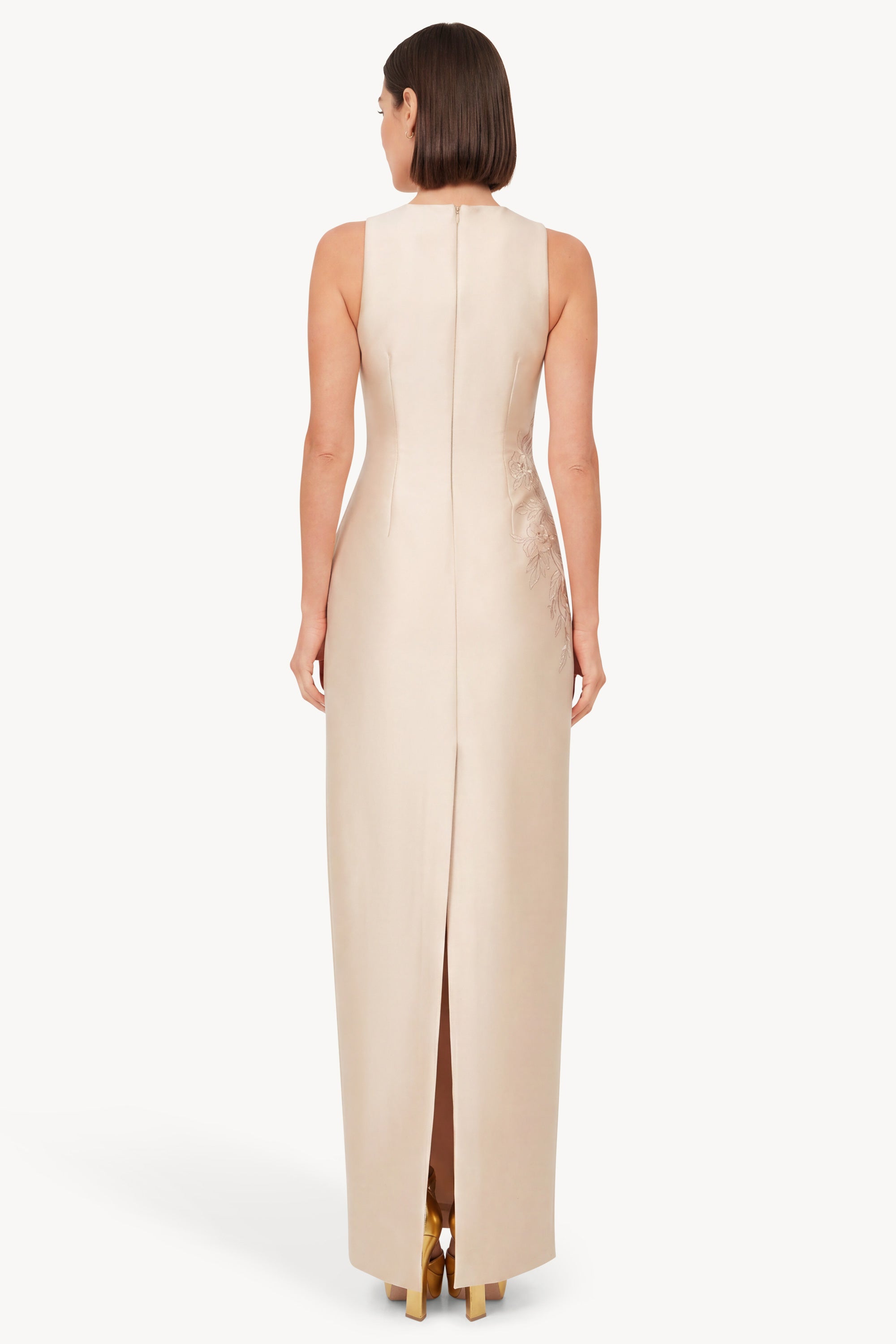 badgley-mischka-beaded-applique-s-ulenkleid-champagne-perlen image 3
