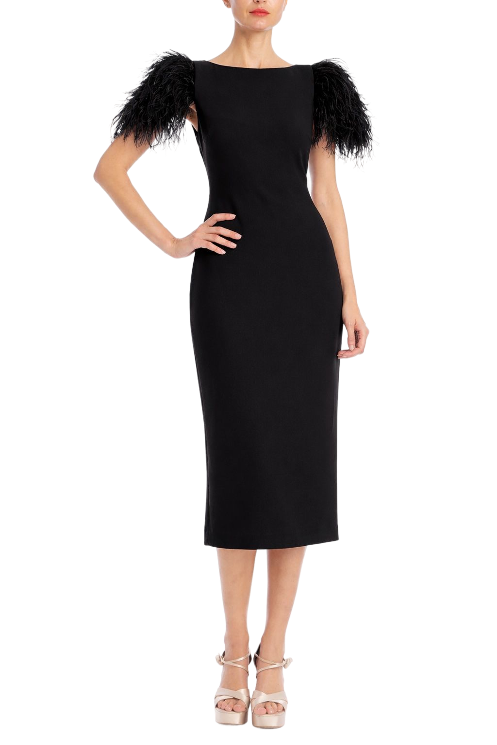 badgley-mischka-feather-sheath-cocktailkleid-magenta-federn image 4