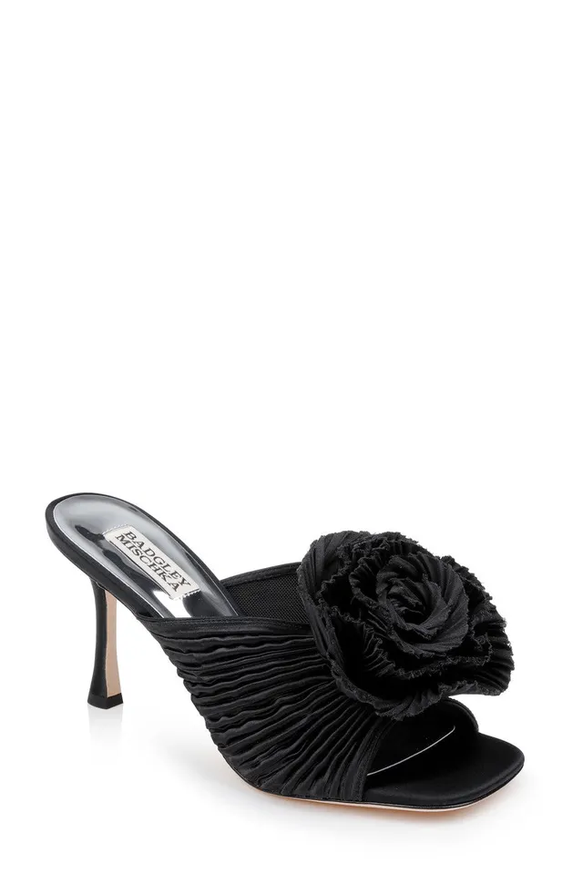 badgley-mischka-blythe-slide-pumps-schwarz-satin-blume image 1