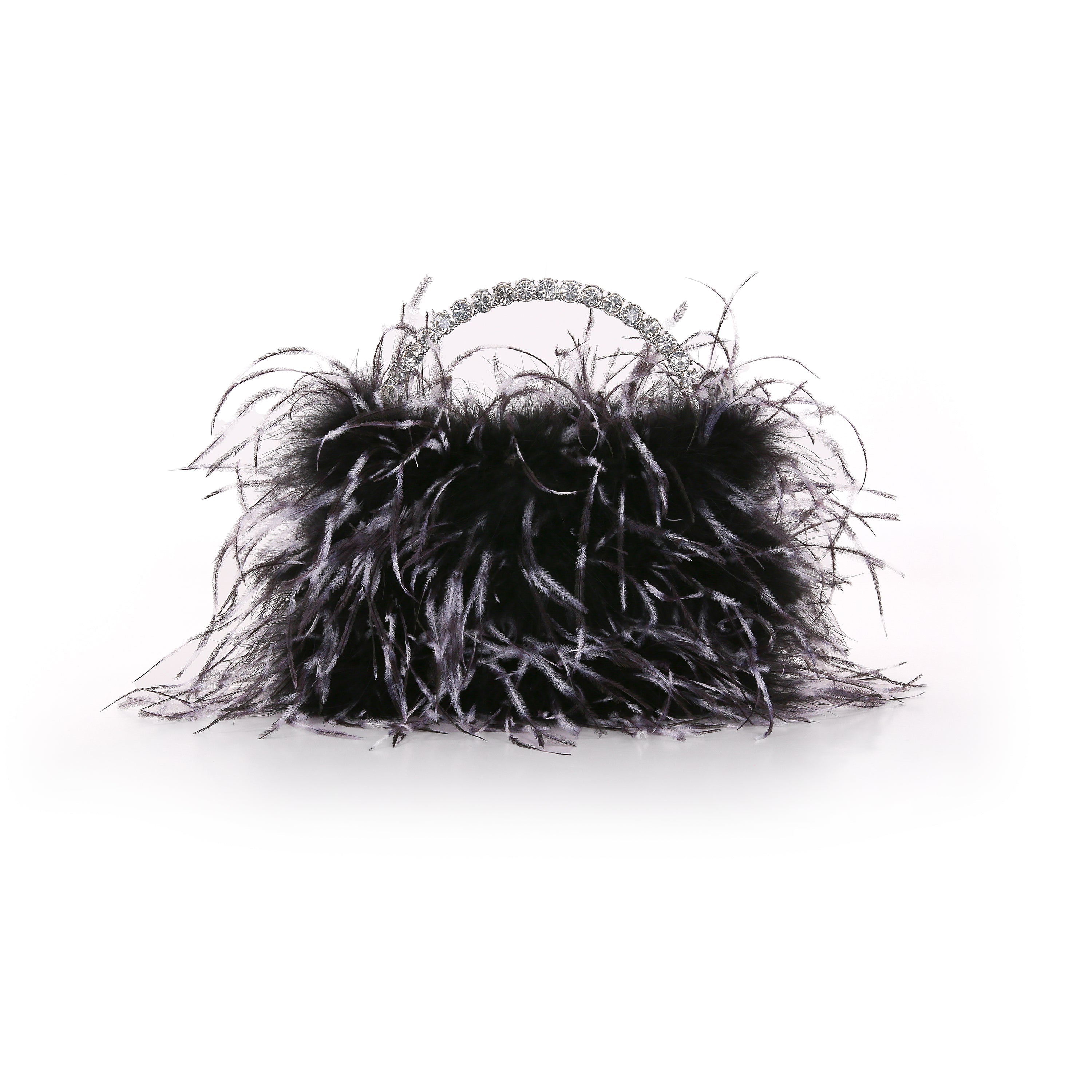badgley-mischka-raven-clutch-black-white-federn-halbmond image 1
