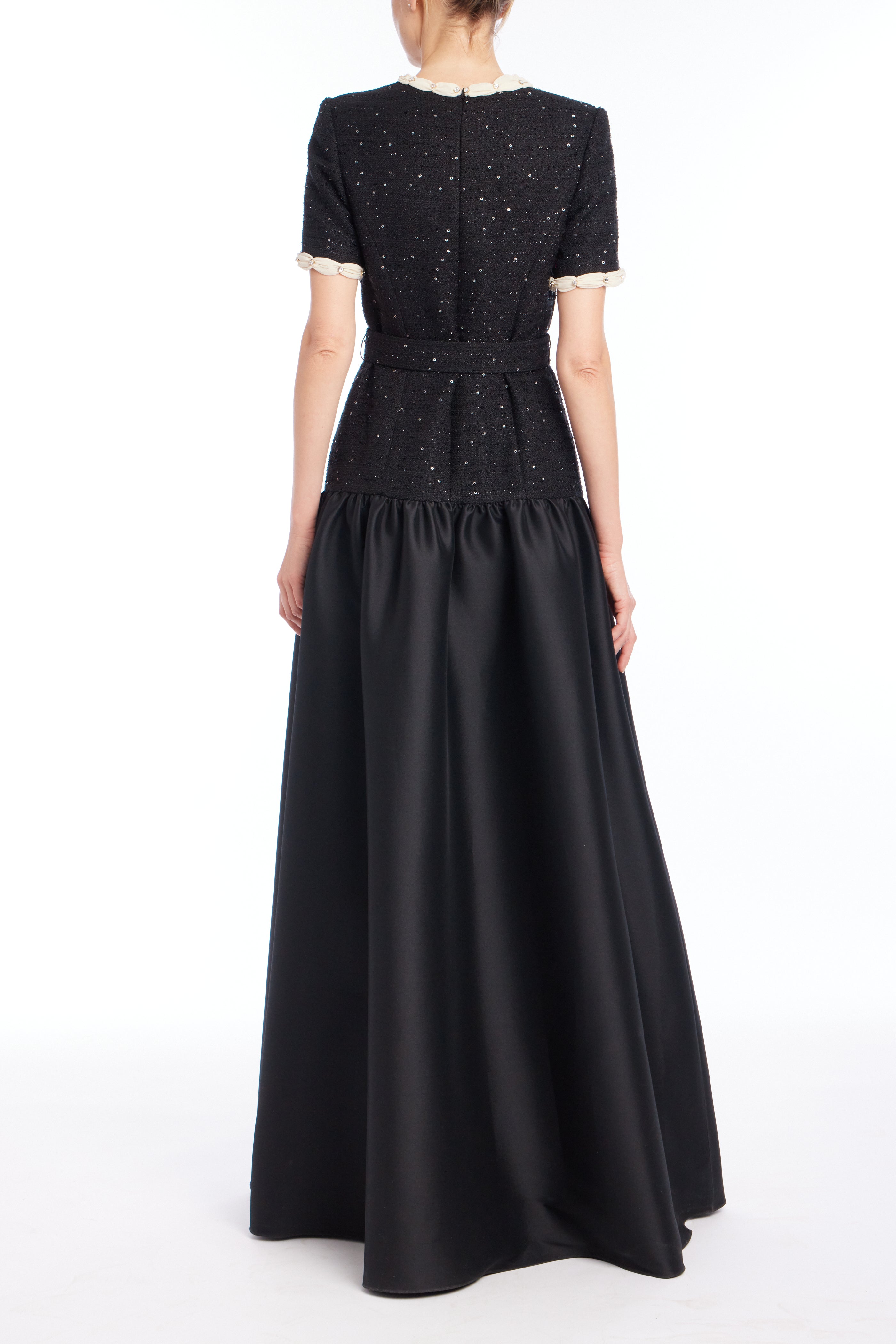 badgley-mischka-a-linie-pailletten-tweed-abendkleid-schwarz-lang image 3