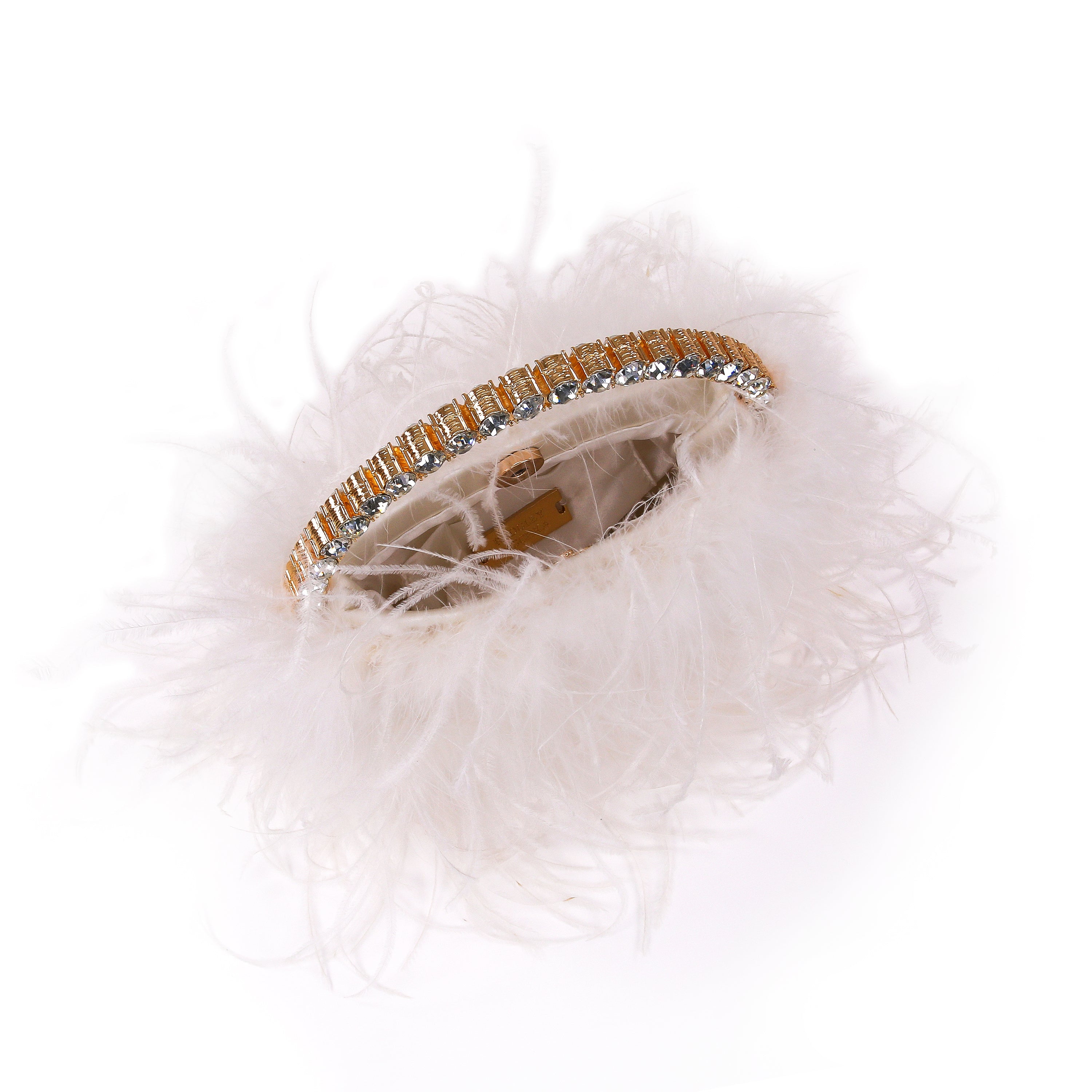 badgley-mischka-raven-clutch-black-white-federn-halbmond image 7