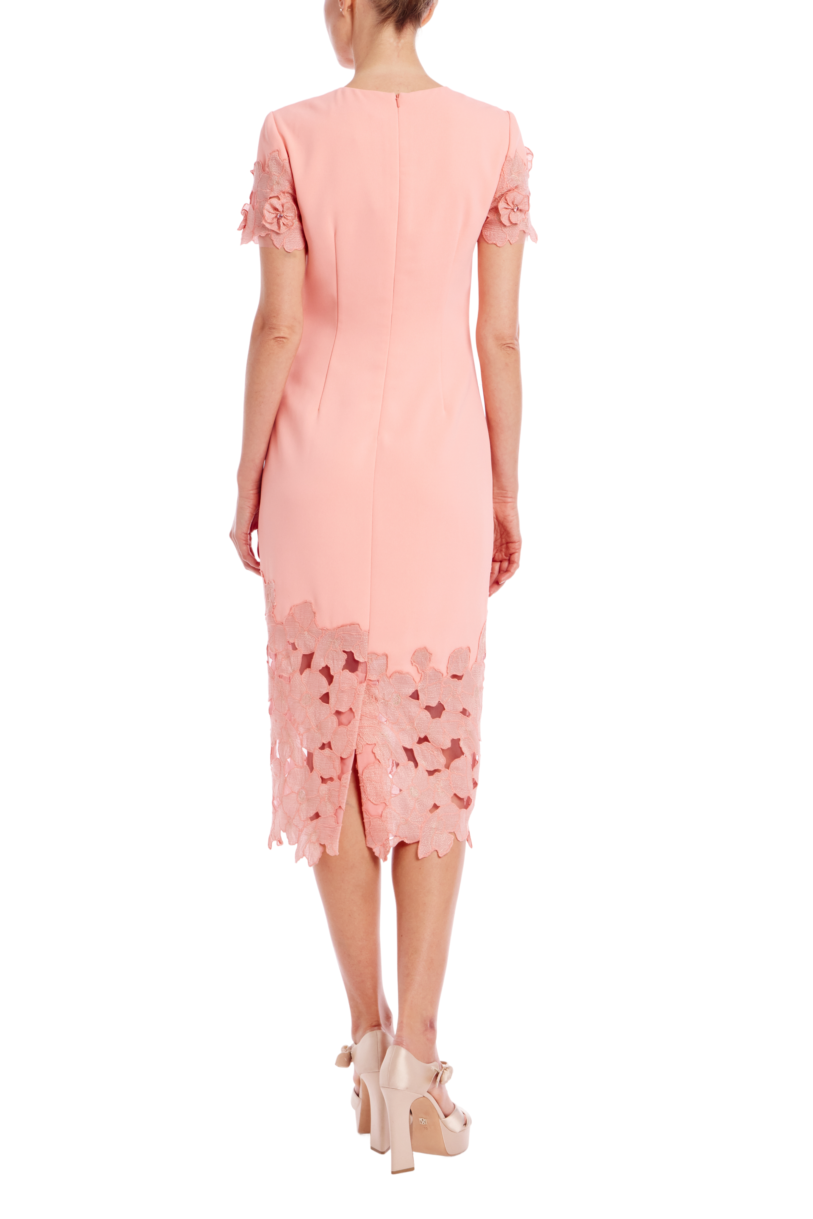 badgley-mischka-lace-sheath-cocktailkleid-coral-spitze image 3
