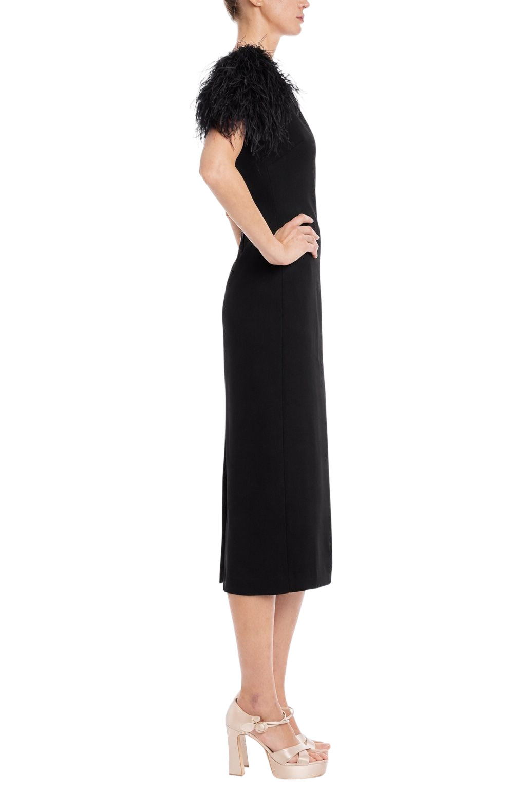 badgley-mischka-feather-sheath-cocktailkleid-magenta-federn image 5