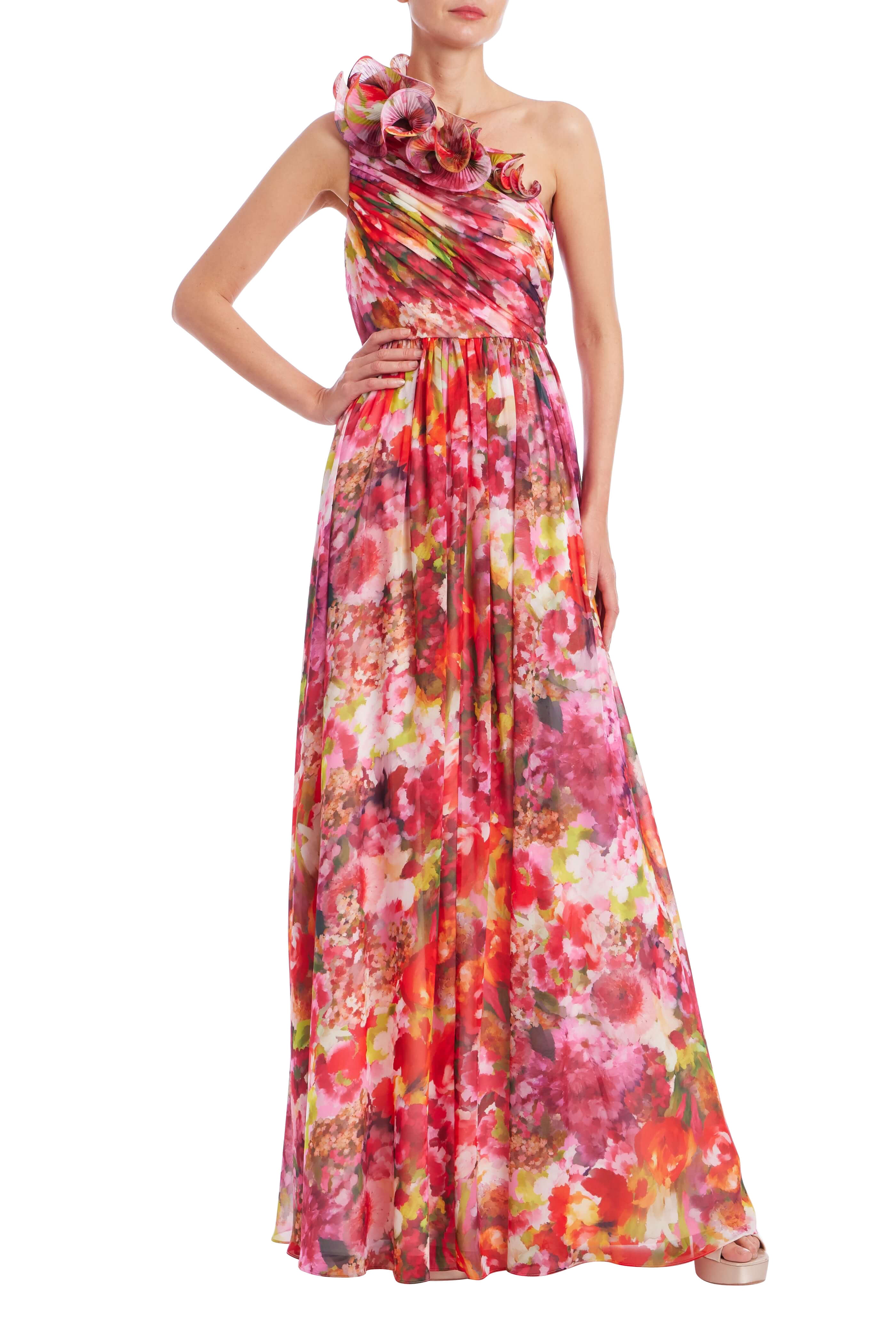 badgley-mischka-one-shoulder-abendkleid-pink-multi-gr-40 image 8