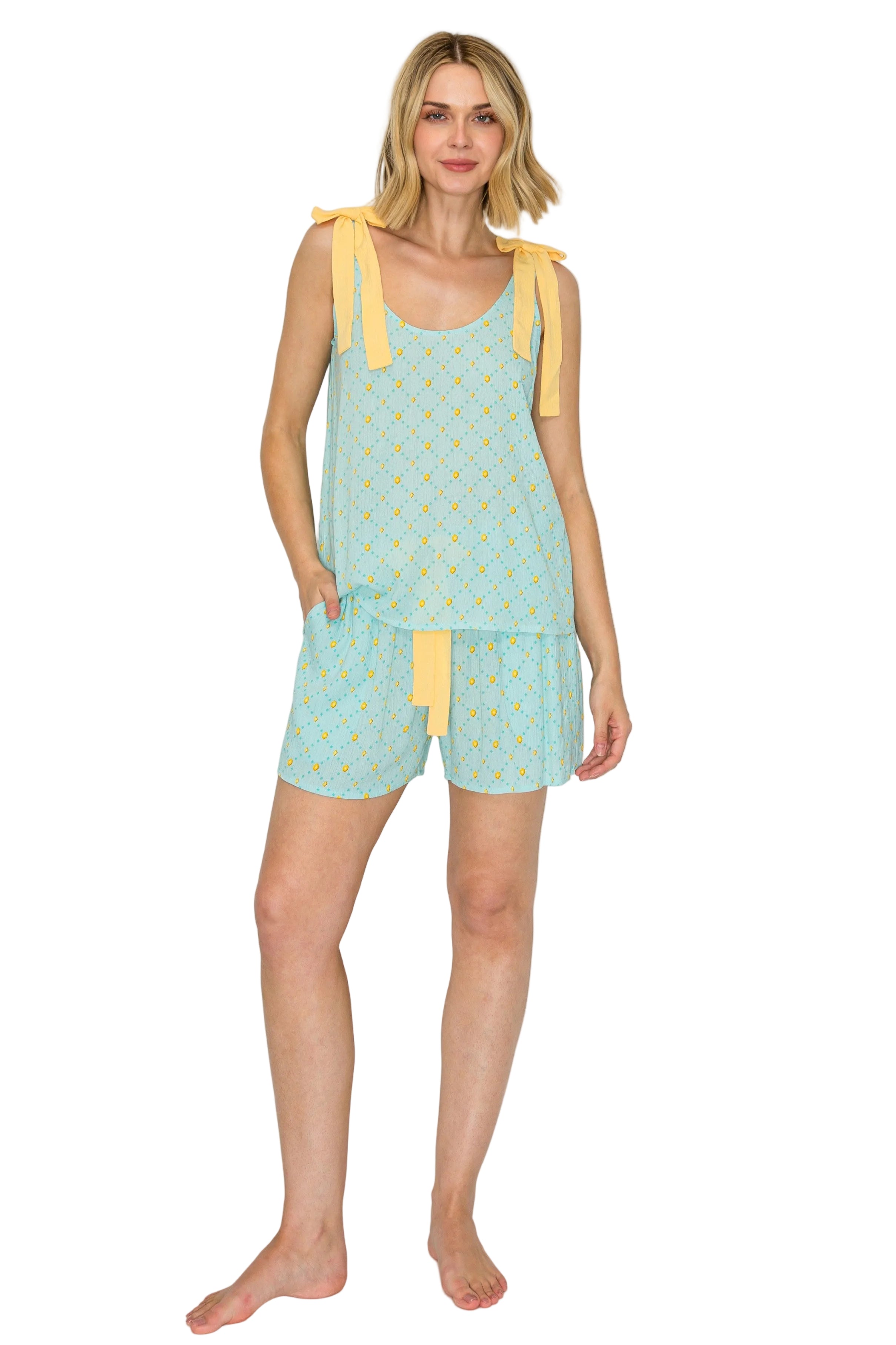 badgley-mischka-luxe-crinkle-pyjama-shorts-pink-m image 8
