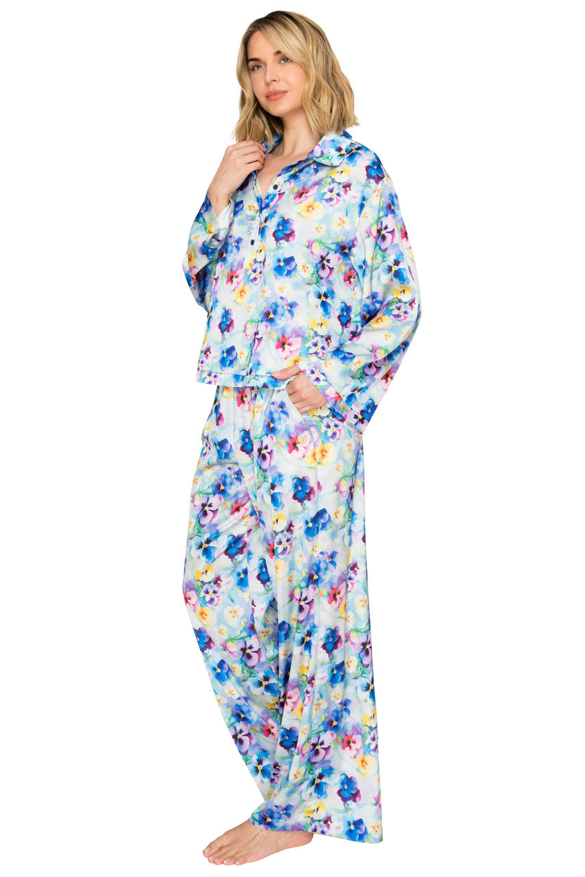 badgley-mischka-luxe-floral-pyjama-ivory-black-satin-blume image 8