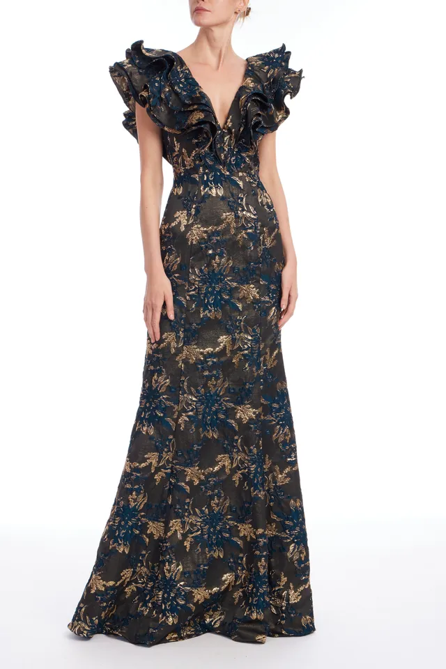 badgley-mischka-mermaid-kleid-navy-jacquard-r-schen image 1