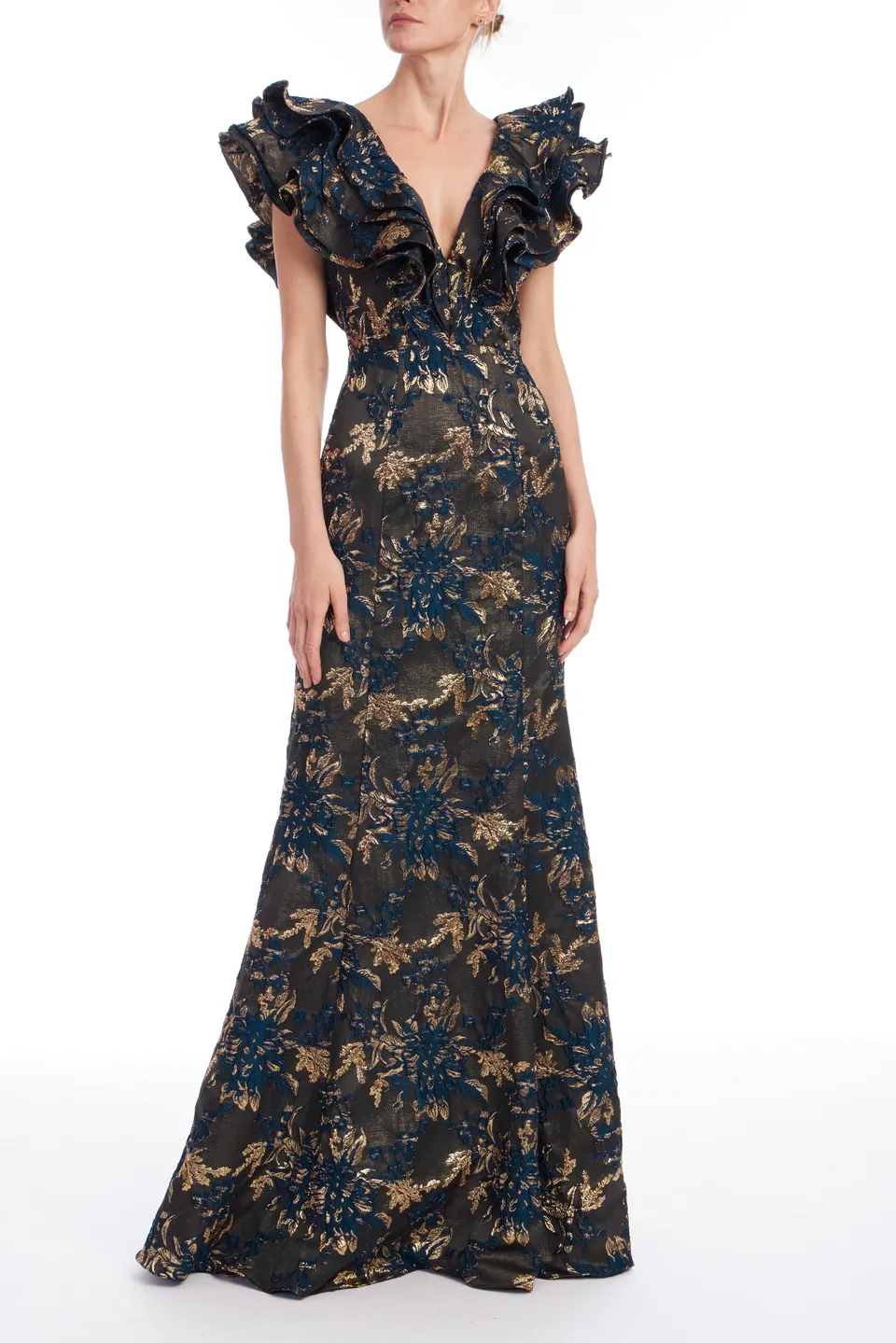 badgley-mischka-mermaid-kleid-navy-jacquard-r-schen image 1