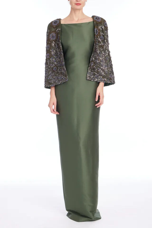 badgley-mischka-embroidered-cape-gown-kleid-olive image 1