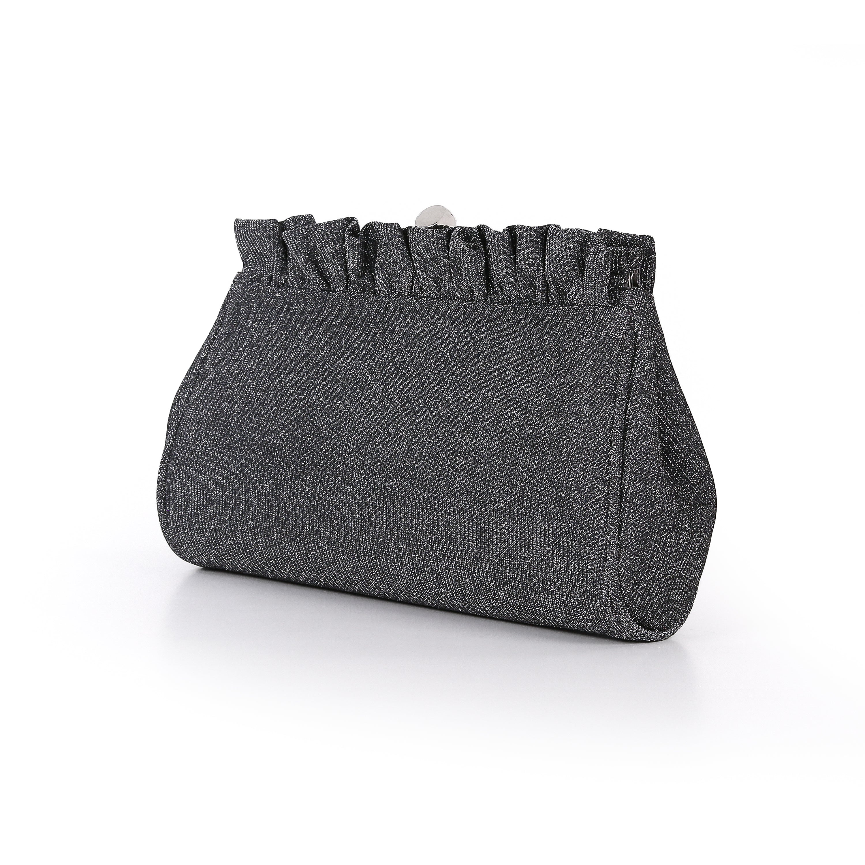 badgley-mischka-ria-ruffle-jacquard-clutch-pewter image 2