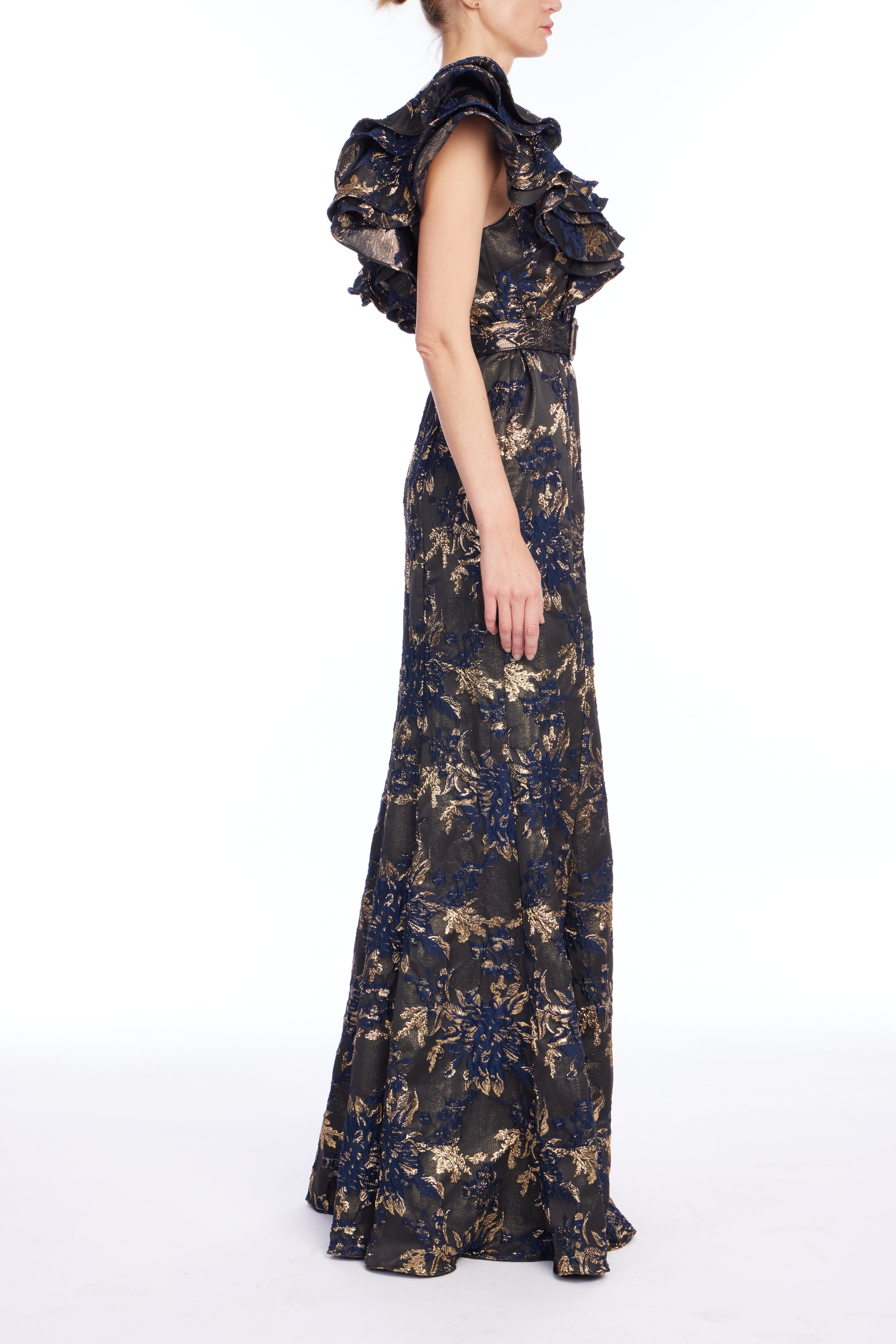 badgley-mischka-mermaid-kleid-navy-jacquard-r-schen image 2