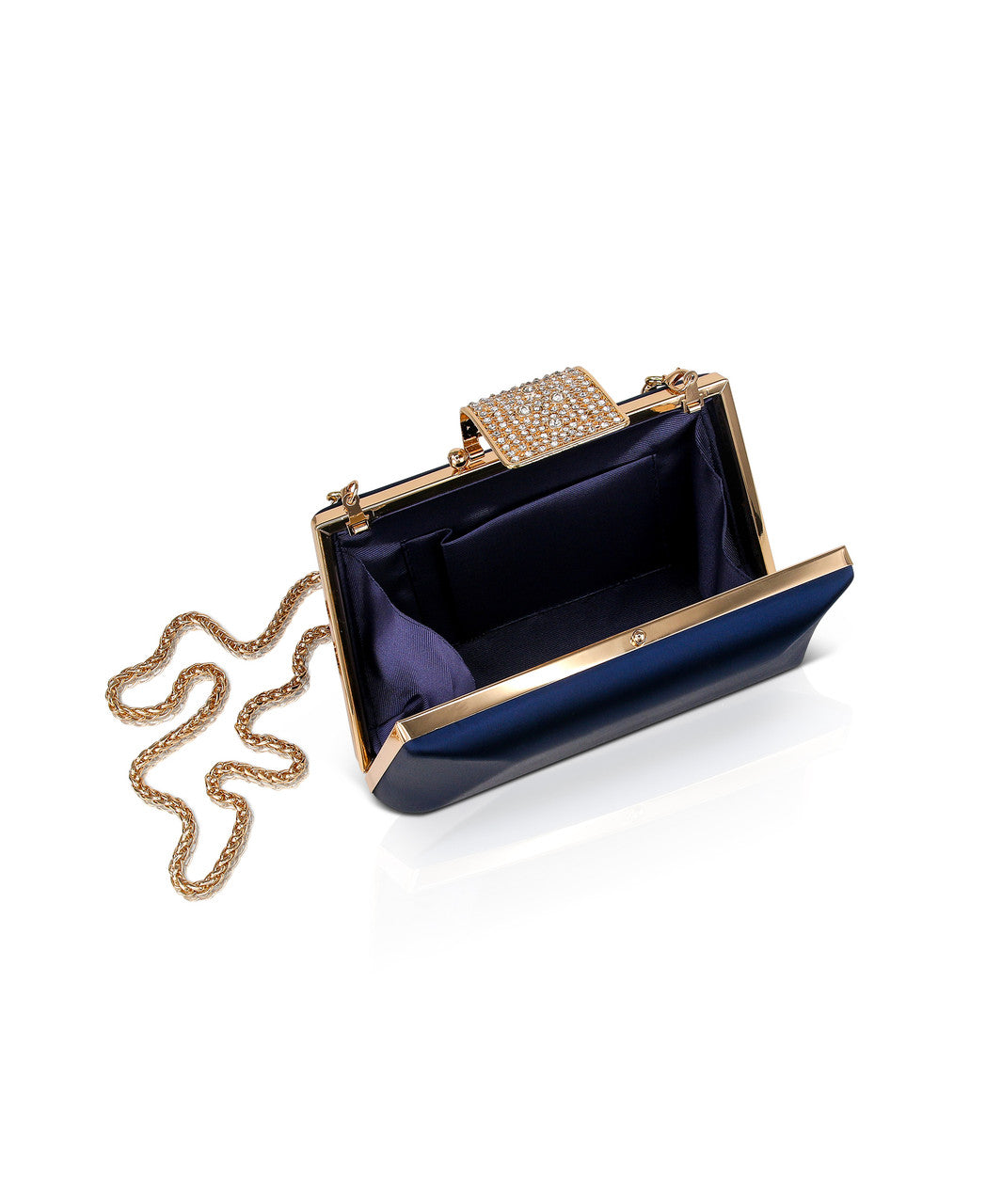 badgley-mischka-amira-minaudiere-clutch-navy-satin image 4