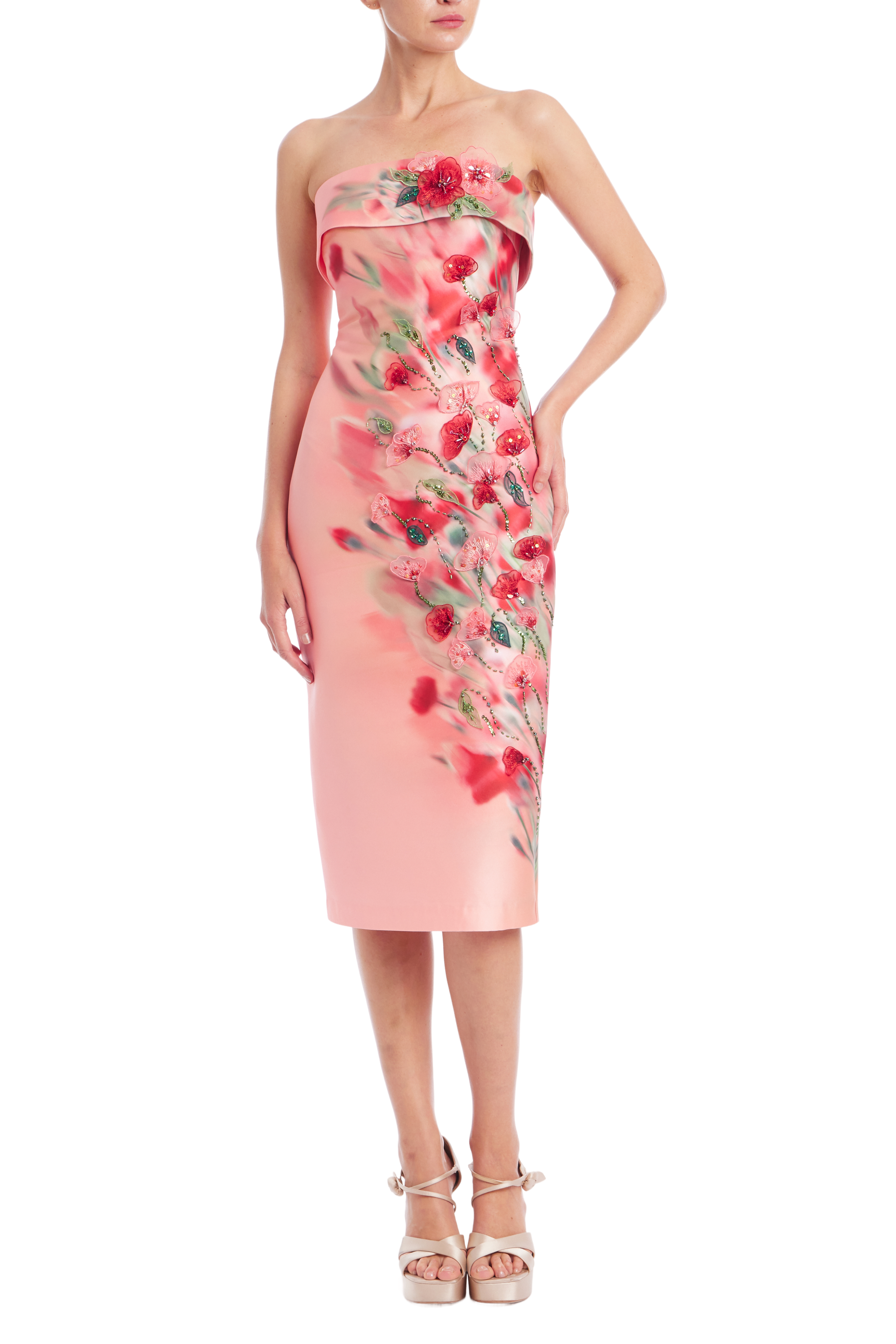 badgley-mischka-sheath-cocktailkleid-pink-multi-perlenblumen image 1