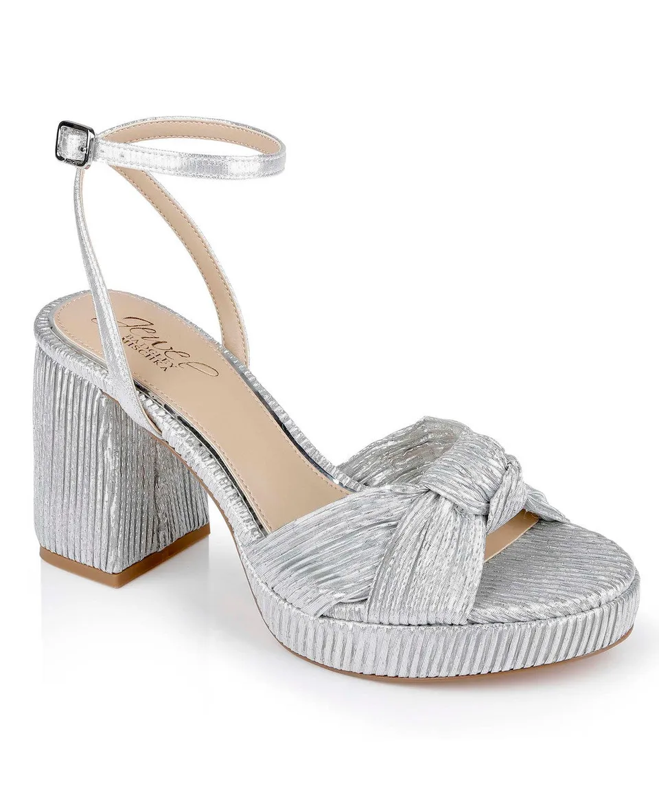 badgley-mischka-tyler-pumps-blockabsatz-silver-fabric image 1