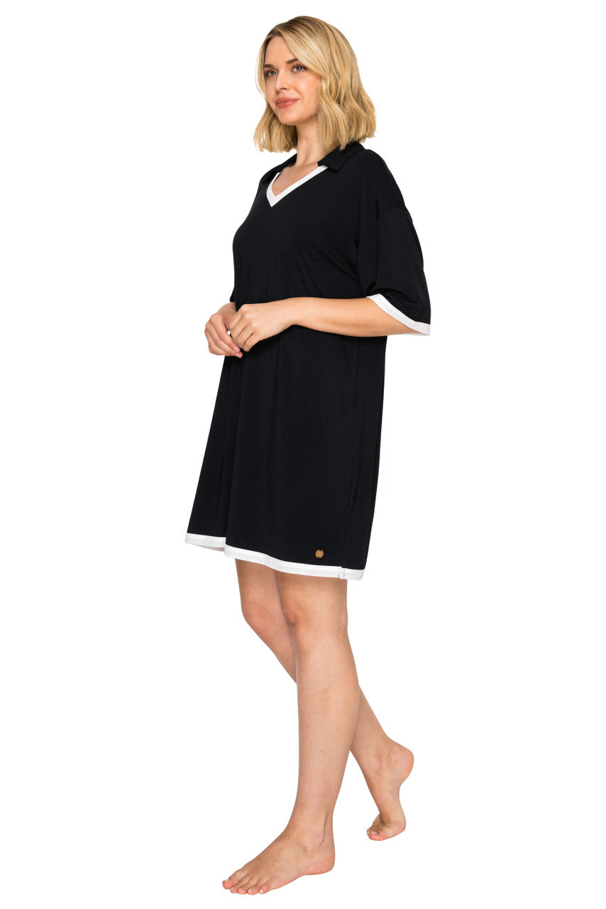 badgley-mischka-yummy-nachthemd-modal-jet-black-mit-kragen image 4