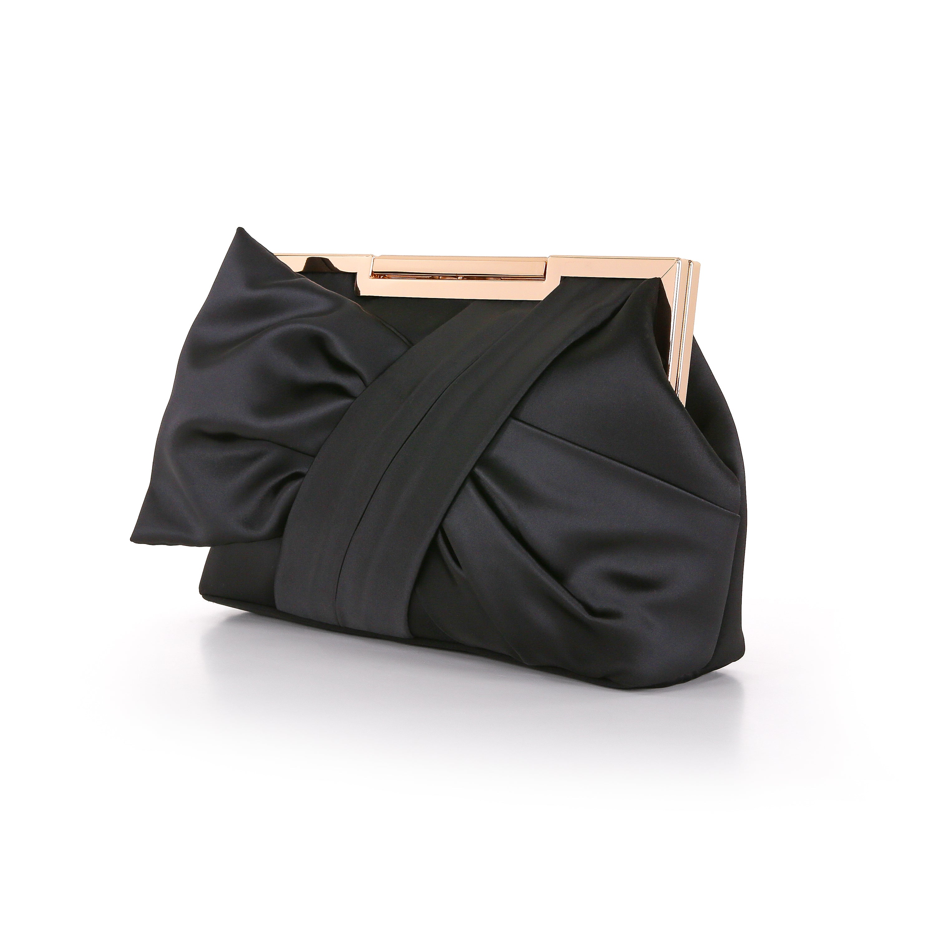 badgley-mischka-vivien-satin-tie-pouch-clutch-schwarz image 2