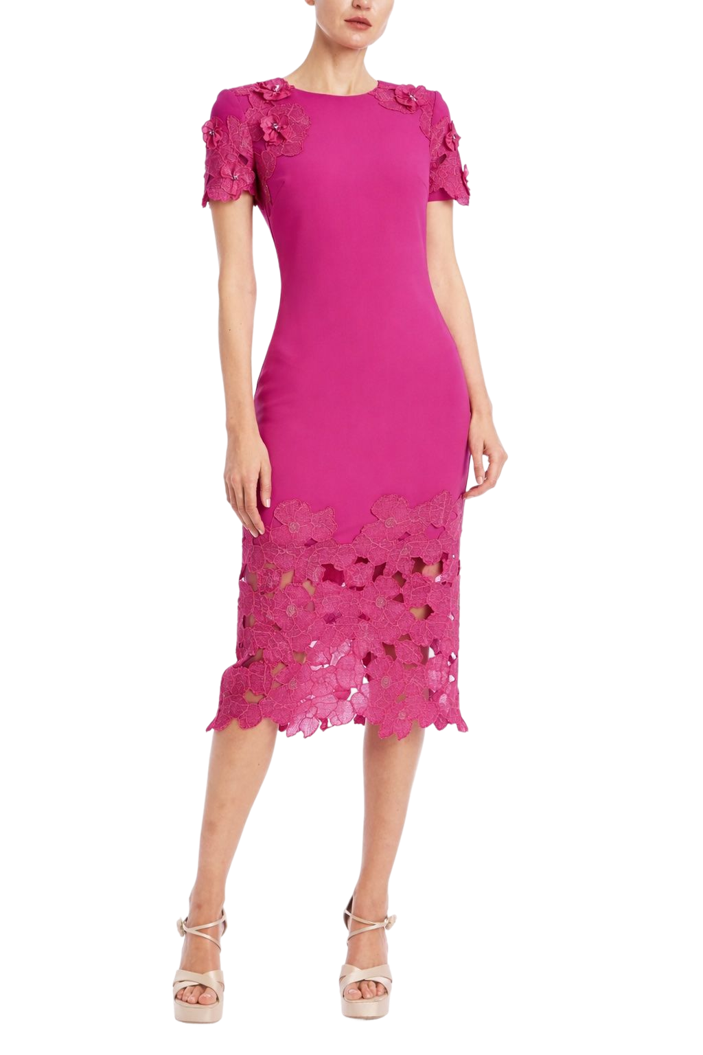 badgley-mischka-lace-sheath-cocktailkleid-coral-spitze image 4
