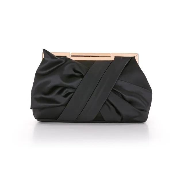 badgley-mischka-vivien-satin-tie-pouch-clutch-schwarz image 1