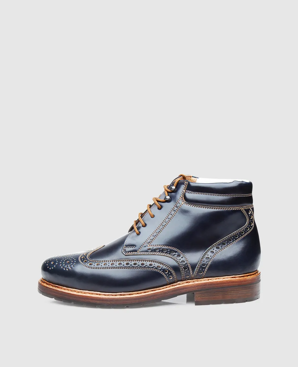 heinrich-dinkelacker-buda-full-brogue-boot-navy-cordovan image 1