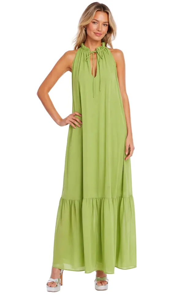 badgley-mischka-georgette-trapeze-maxikleid-gr-n-polyester image 1