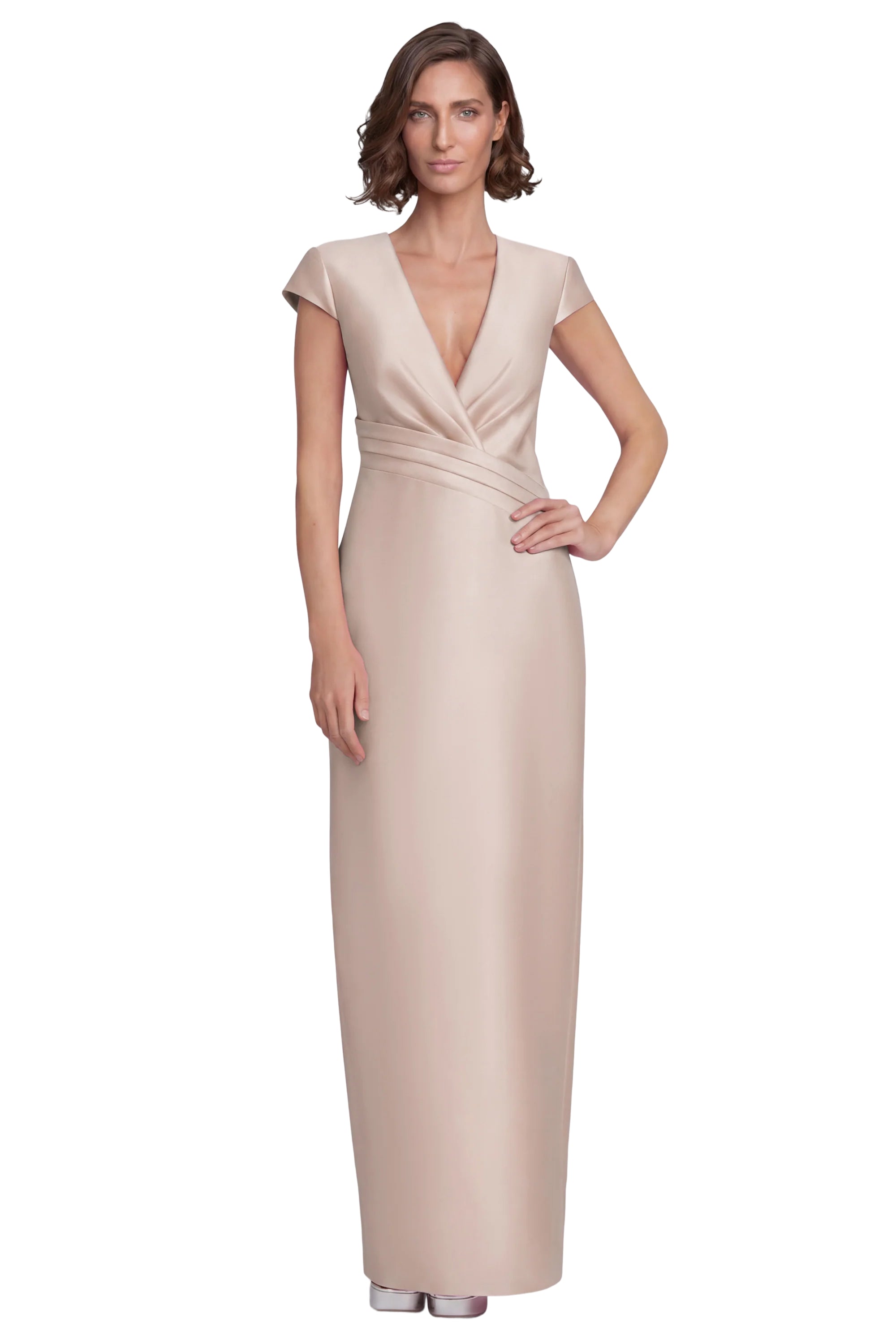 badgley-mischka-abendkleid-s-ulenkleid-rose-mikado-v-ausschnitt image 4