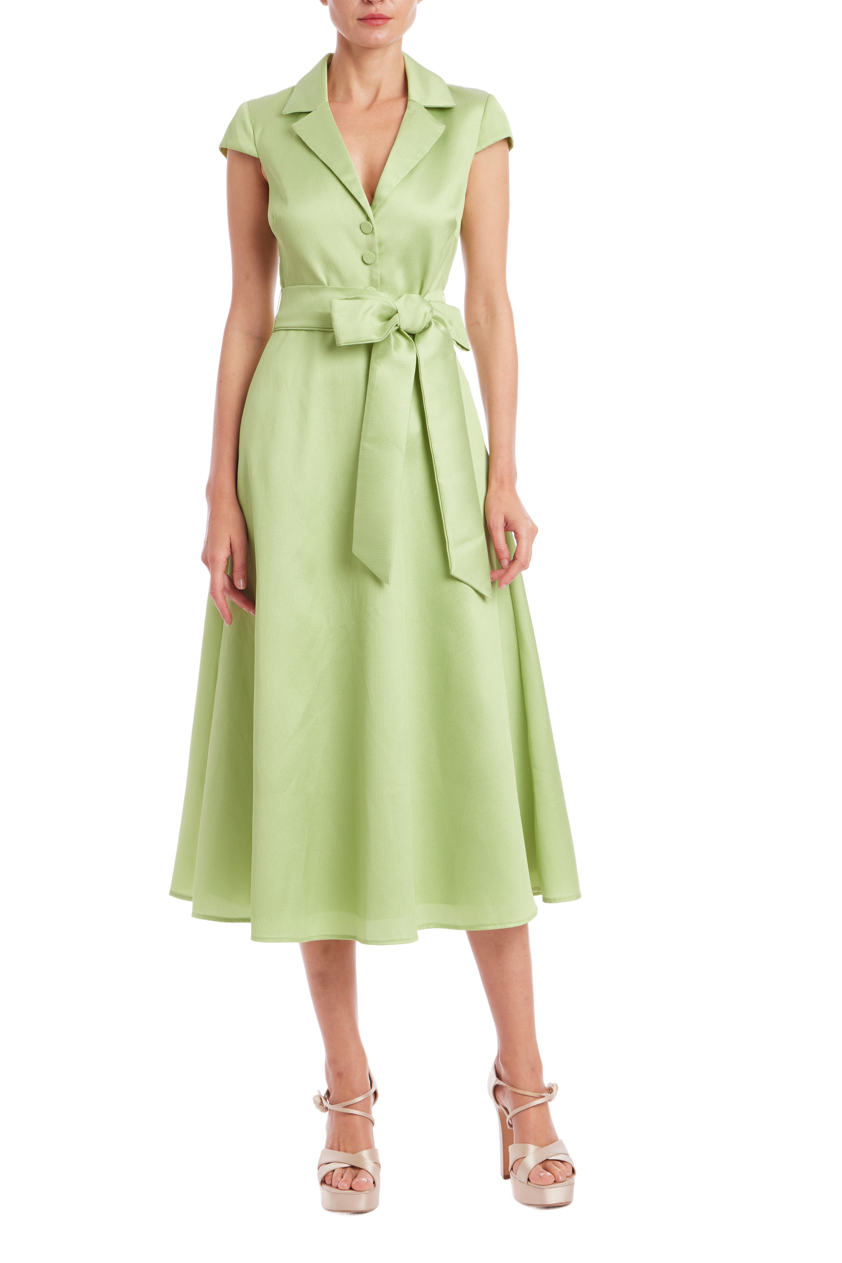 badgley-mischka-hemdkleid-limette-midi-g-rtel-cap-arm image 1